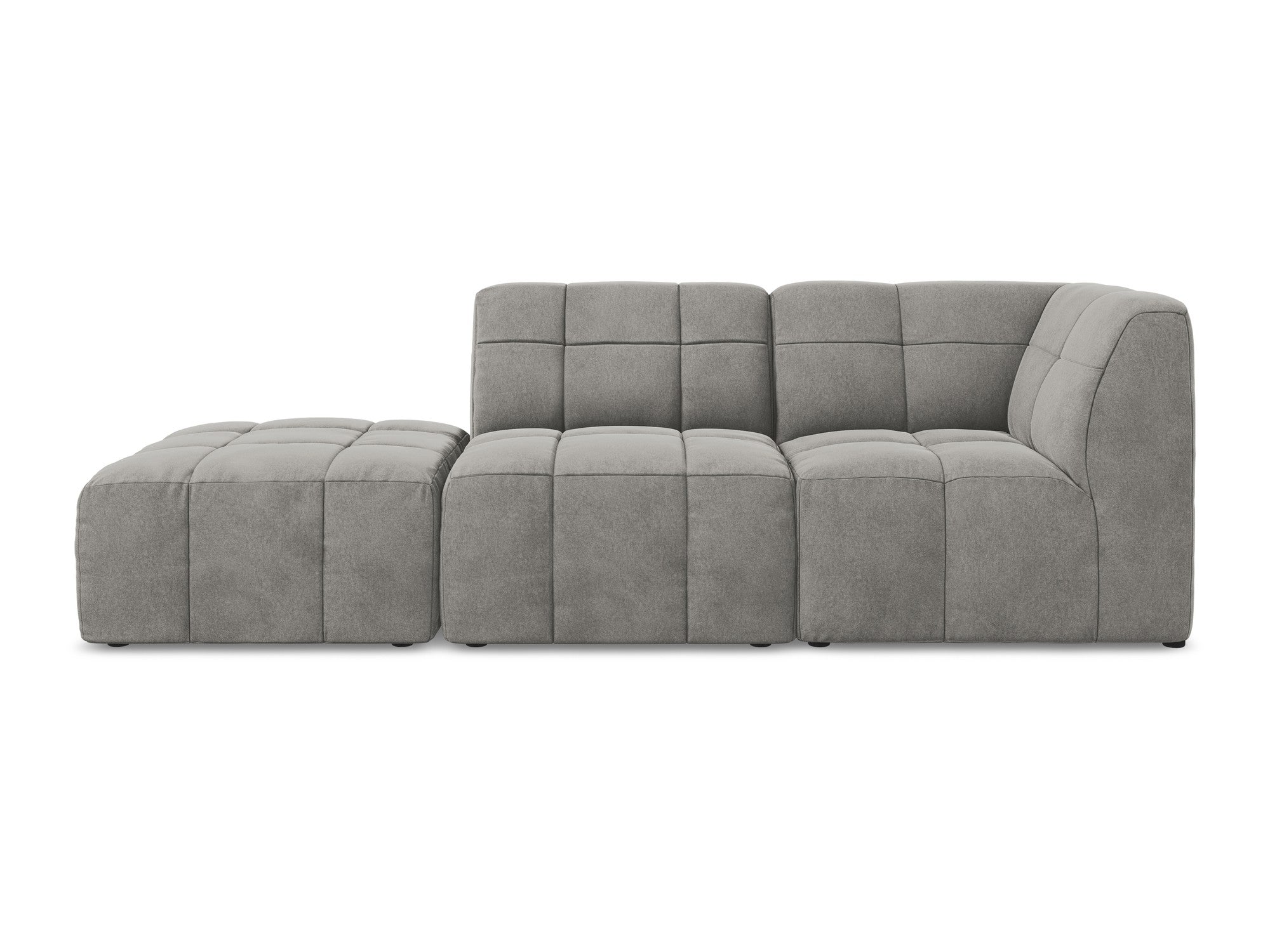 Aloha Gray Right-Open Velvet Modular Sofa for 3 People