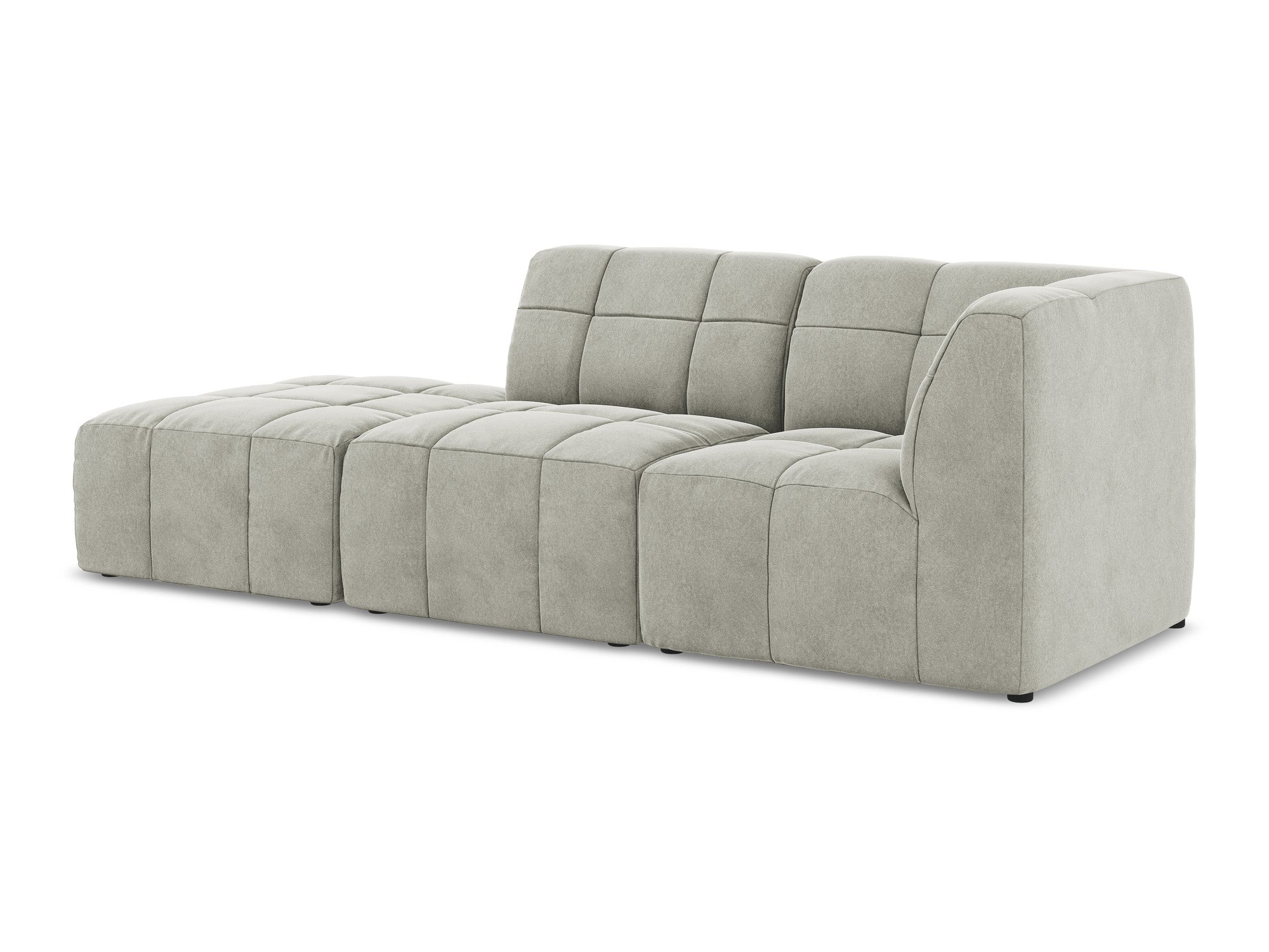 Right-facing open velvet modular sofa for 3 people ALOHA light gray