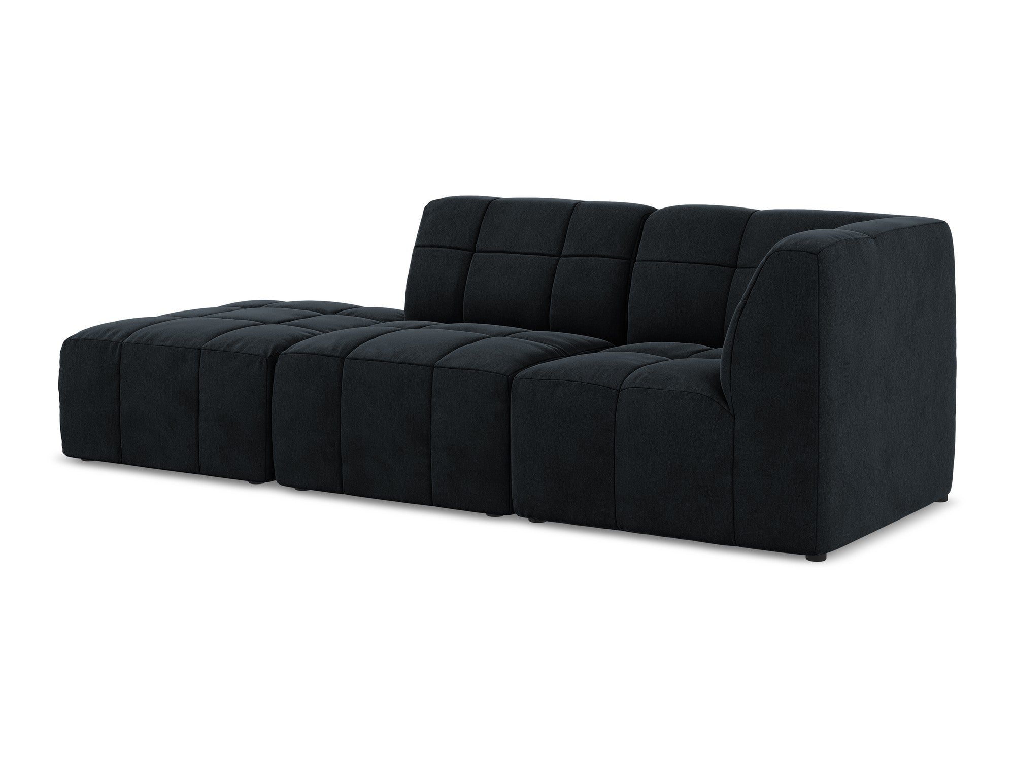 Right-facing open velvet modular sofa for 3 people ALOHA in royal blue
