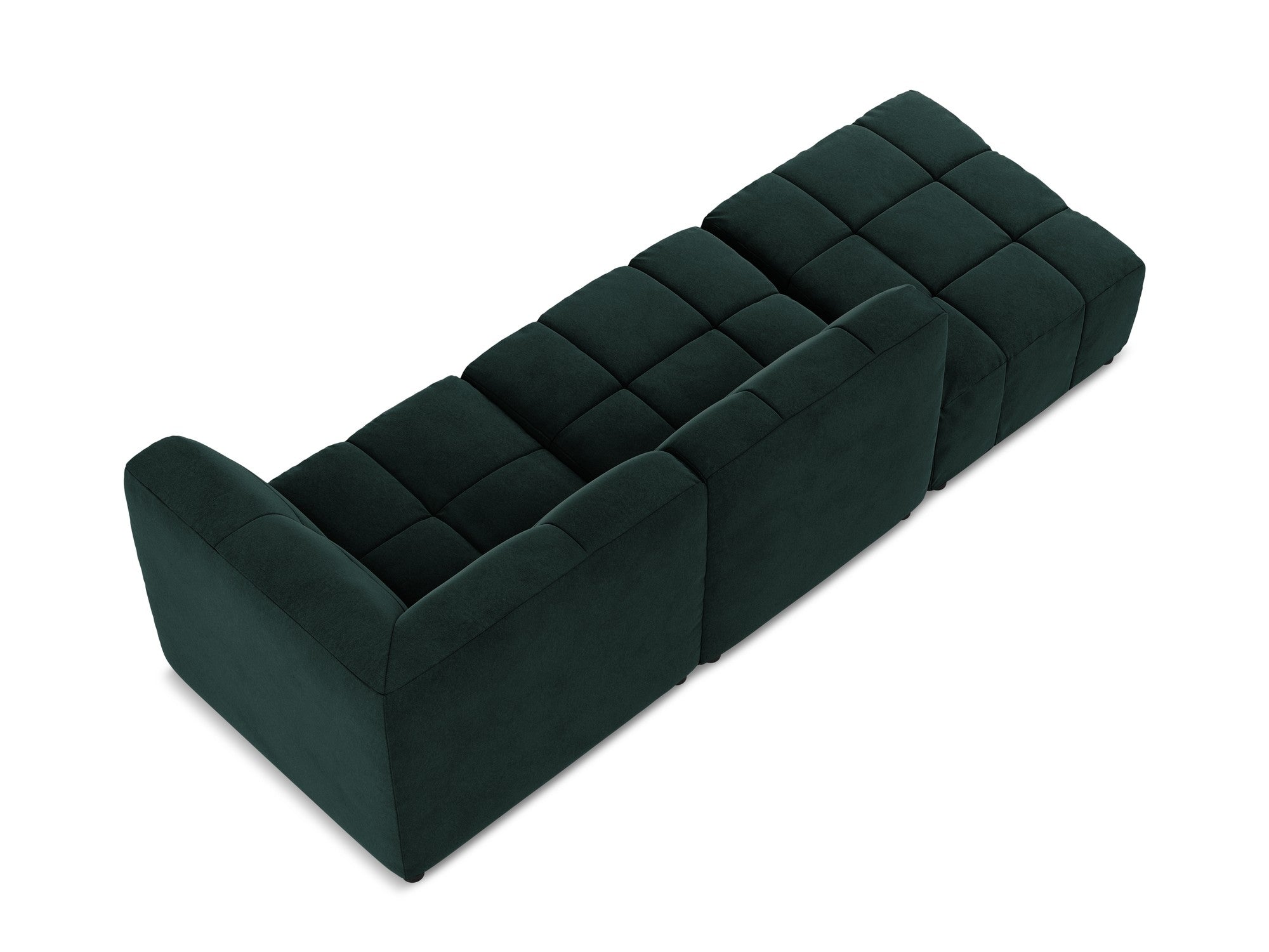 Aloha 3-Seater Open Right-Arm Velvet Modular Sofa in Gray-Green