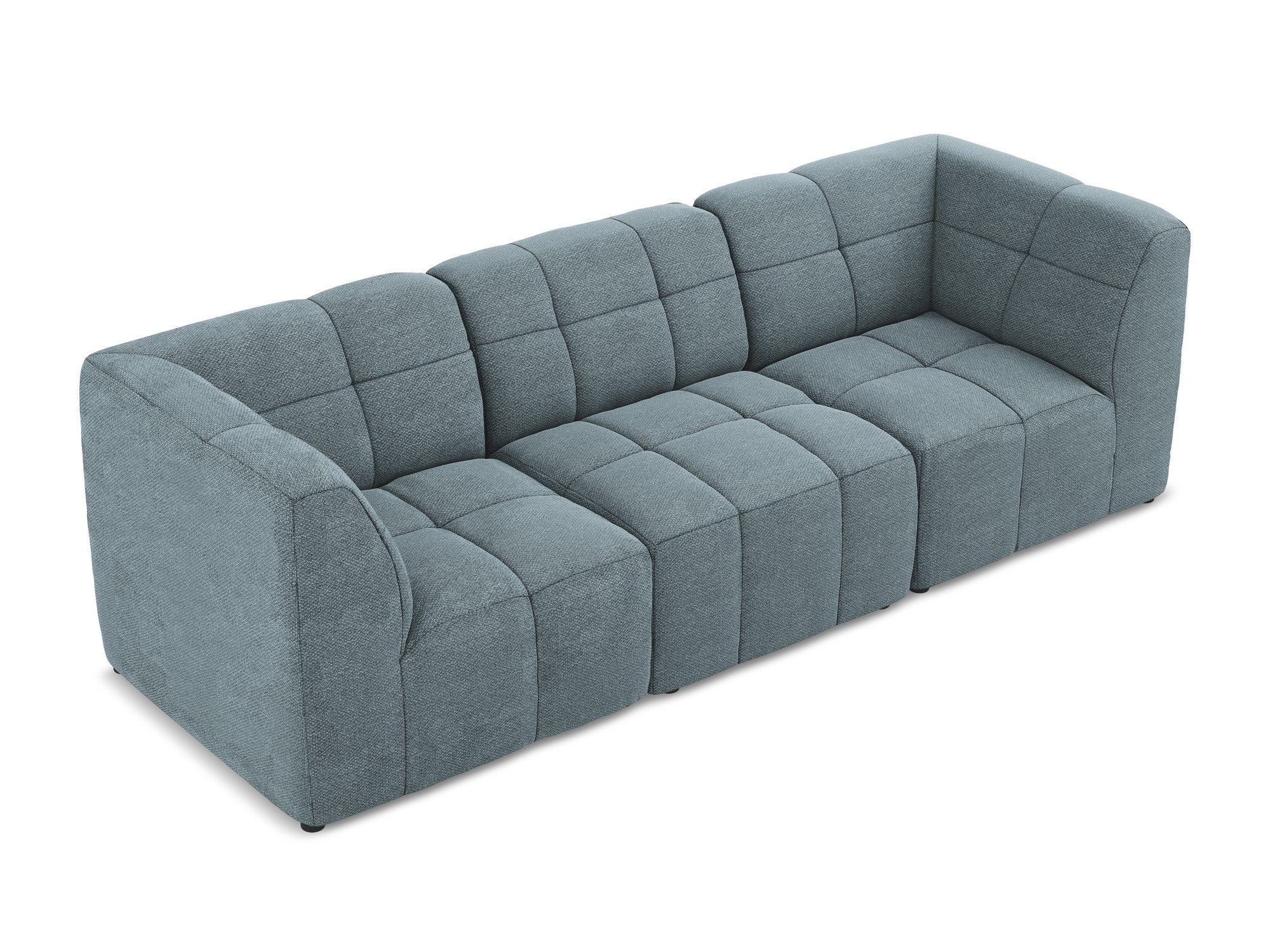 Modulares 3-Sitzer Sofa ALOHA in jeansblauem Boucle