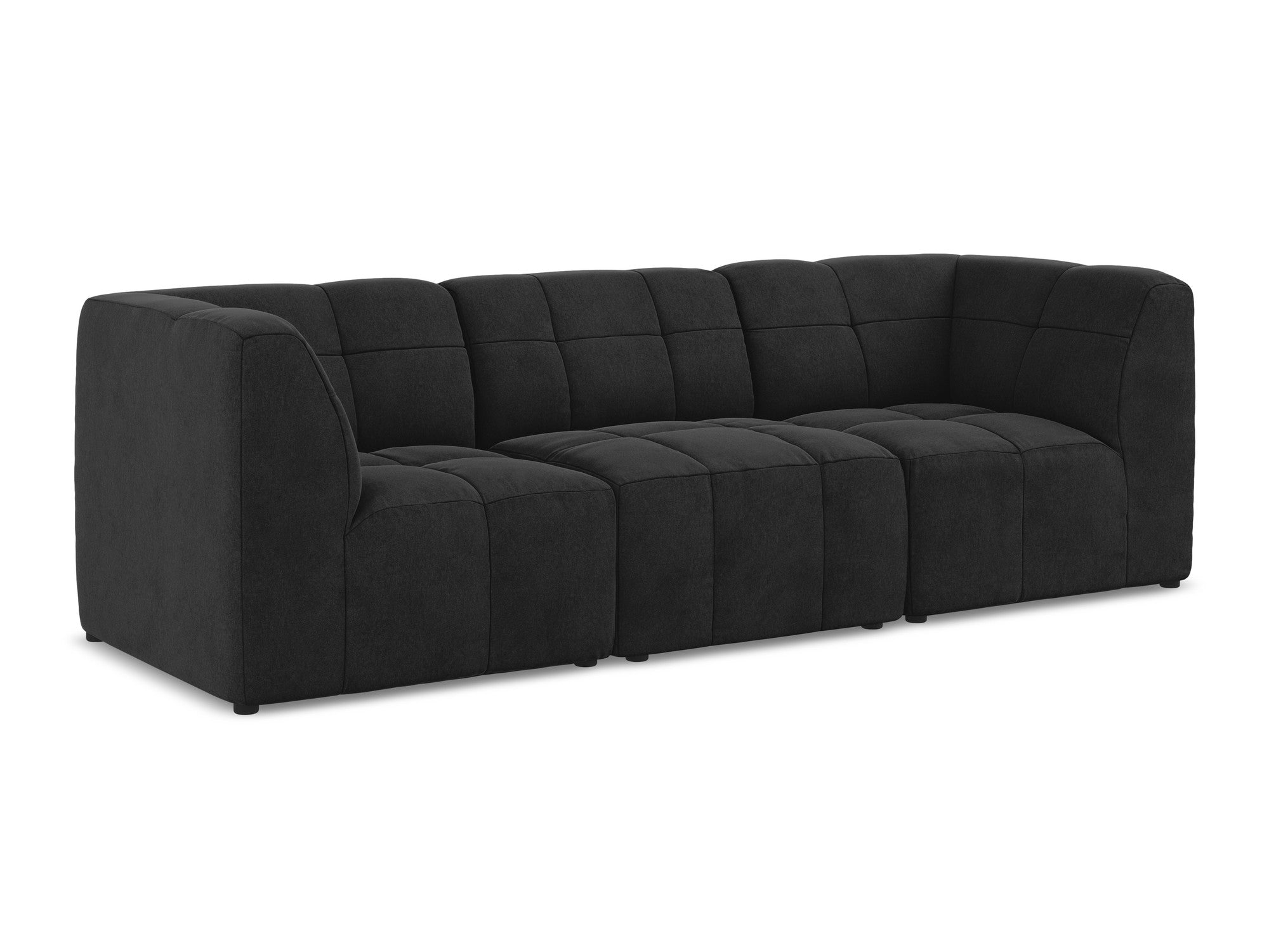 Modular Velvet Sofa for 3 People ALOHA Black