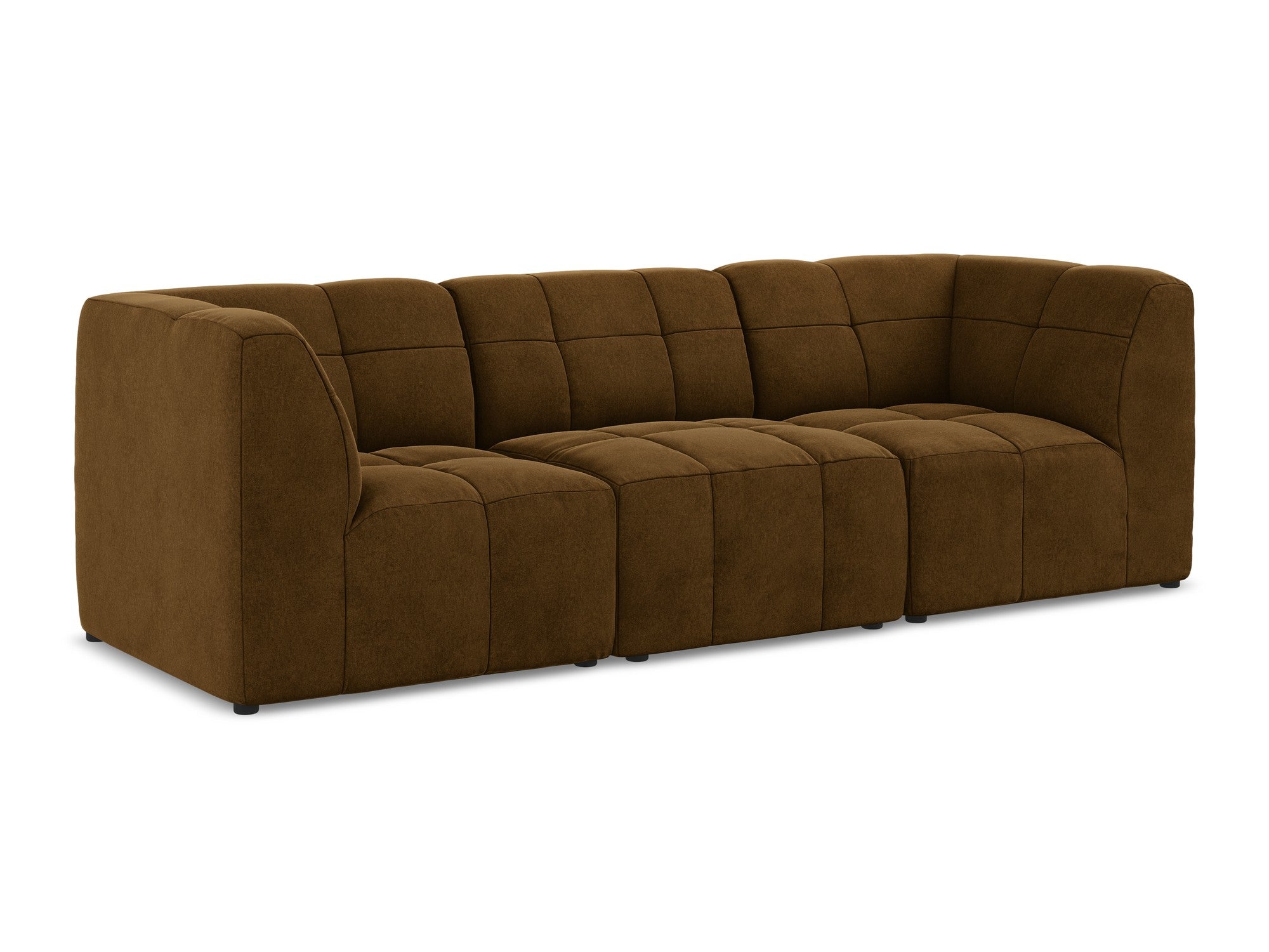 Modulares Samtsofa für 3 Personen ALOHA in Senfgelb