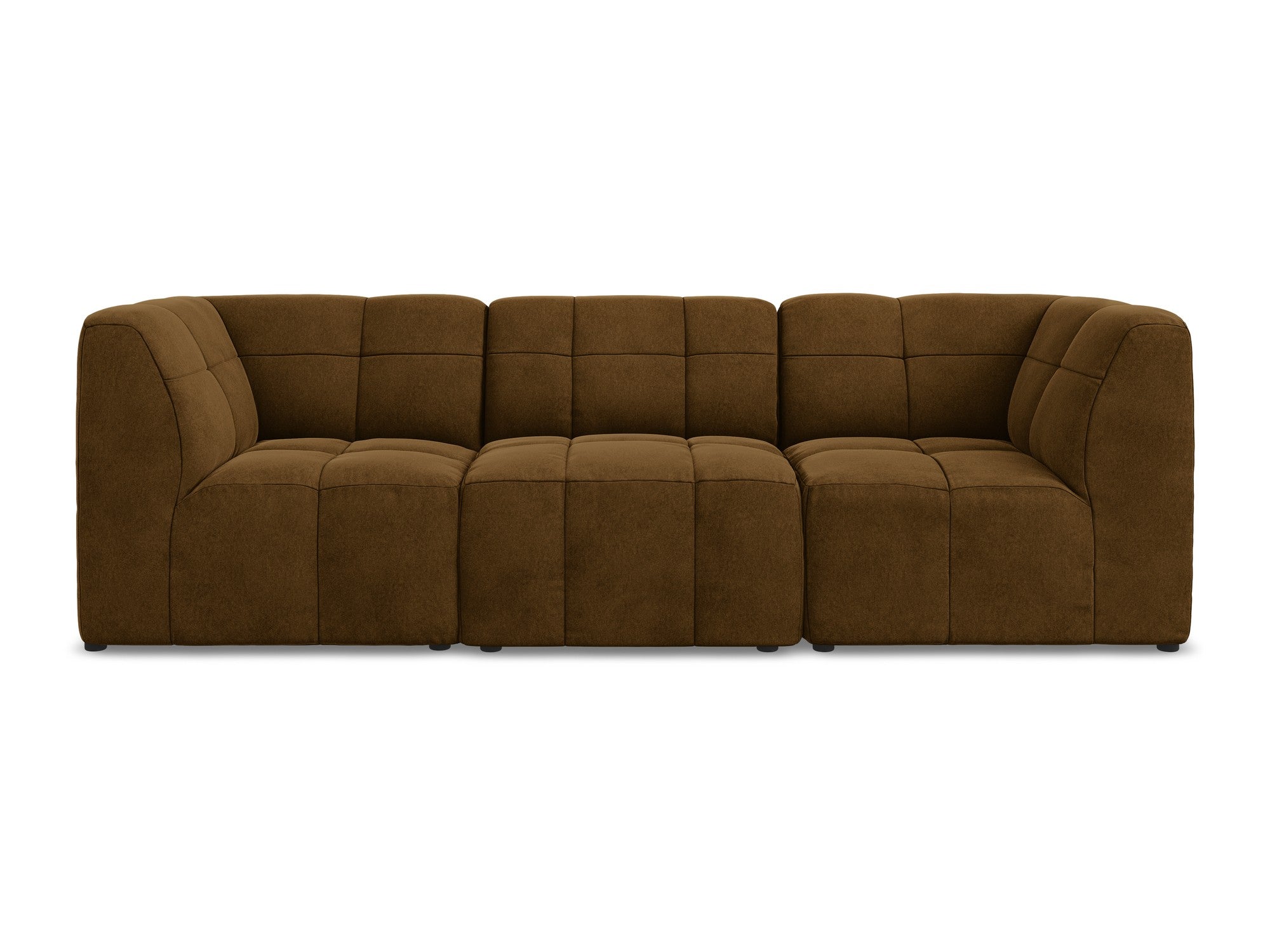 Modulares Samtsofa für 3 Personen ALOHA in Senfgelb