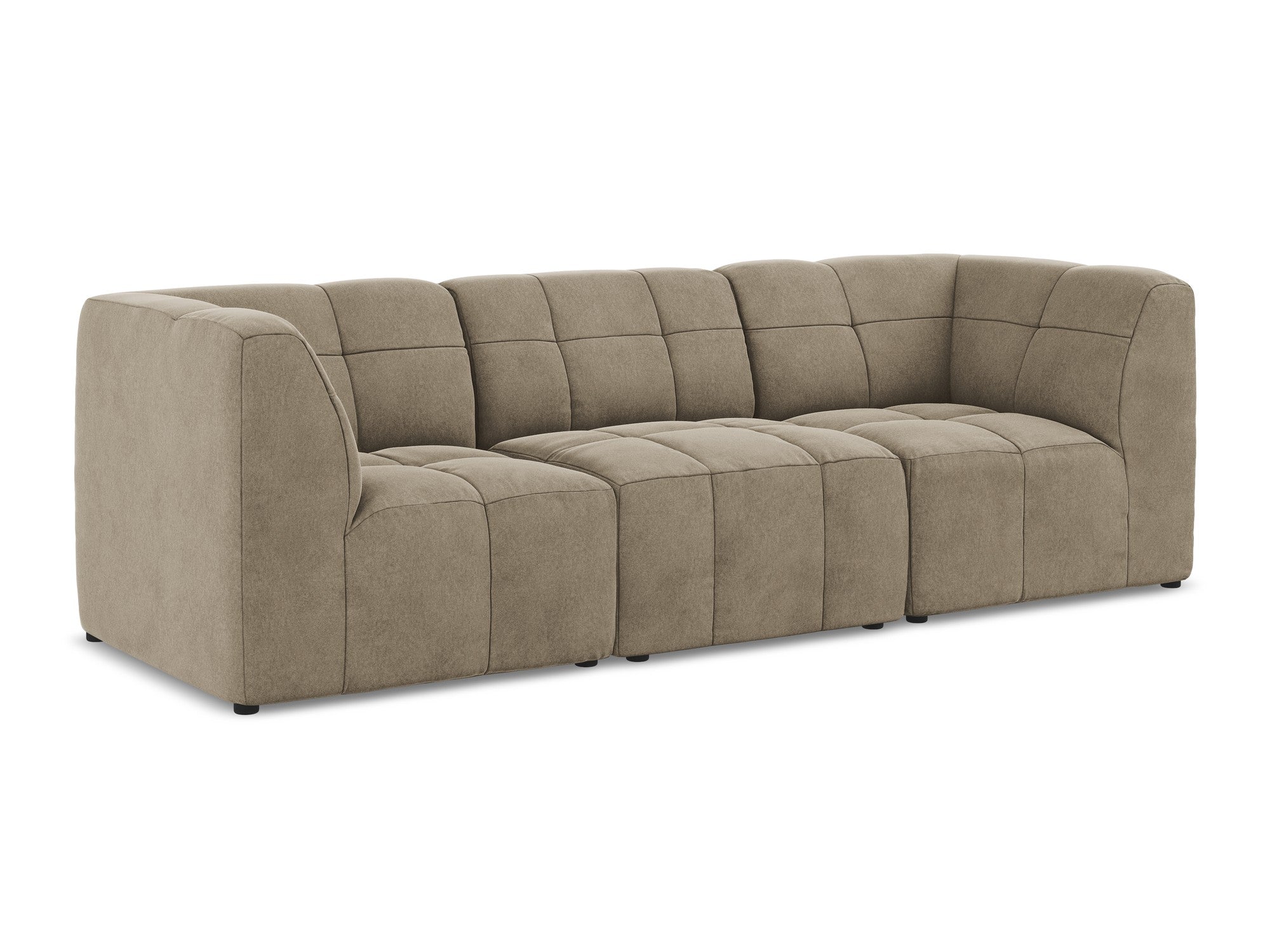 Beige 3-Seater Velvet Modular Sofa ALOHA