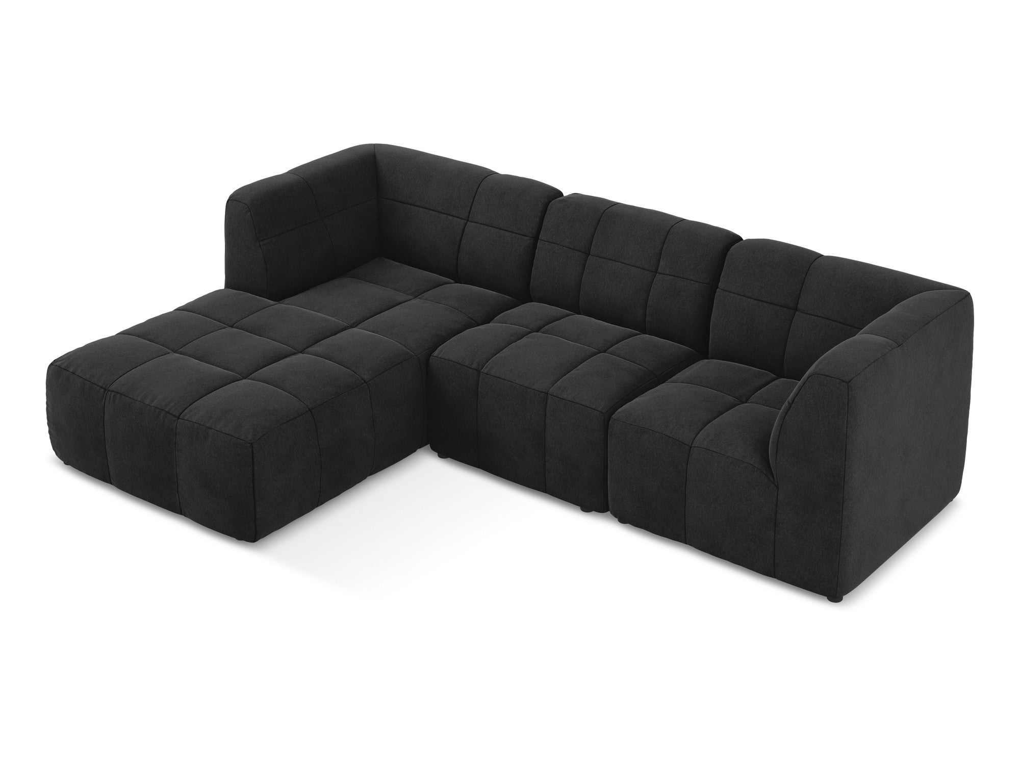 Left-facing velvet modular sofa for 3 people ALOHA black