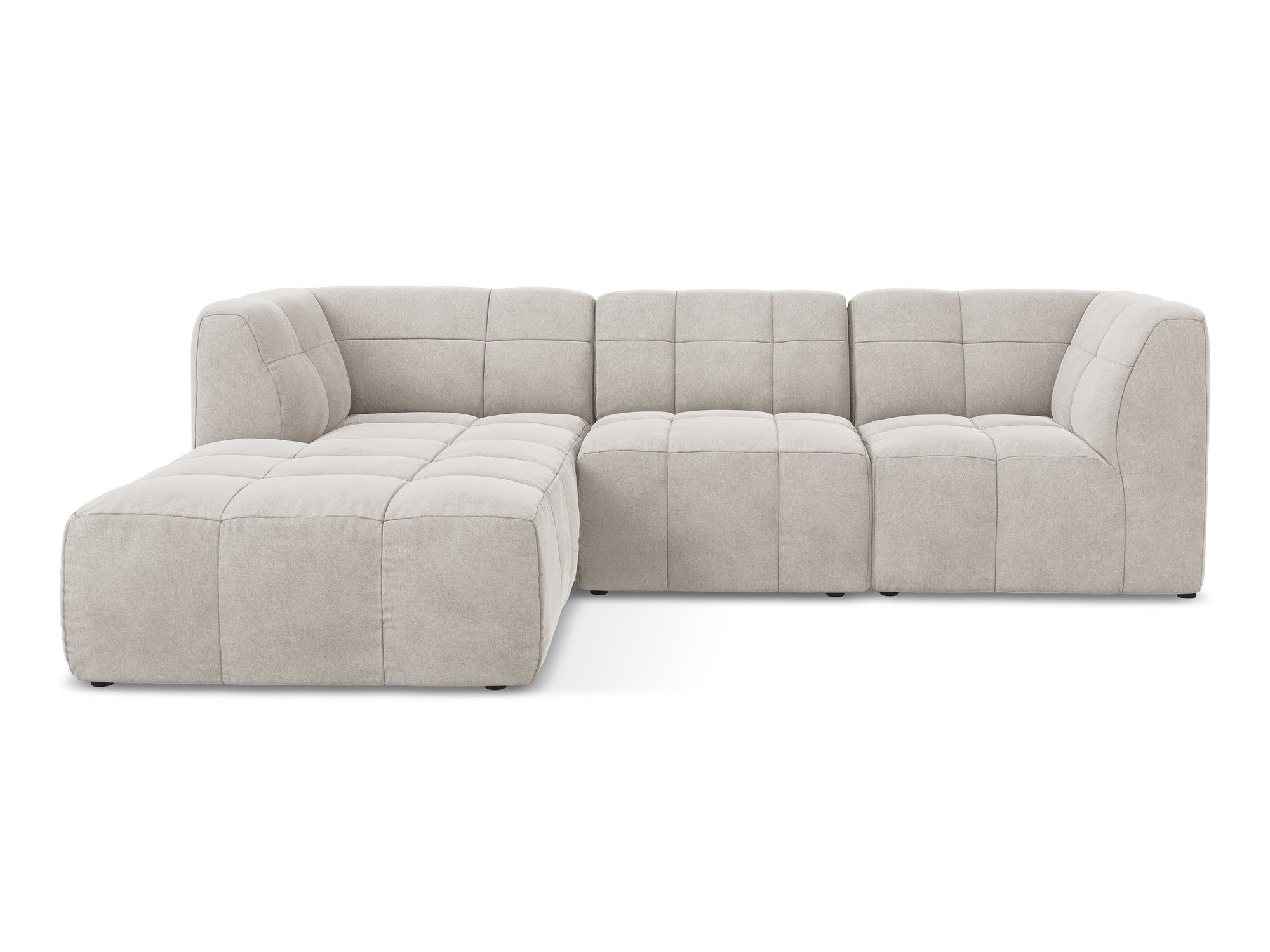 Modularer Samt-Ecksofa linksseitig für 3 Personen ALOHA hellbeige