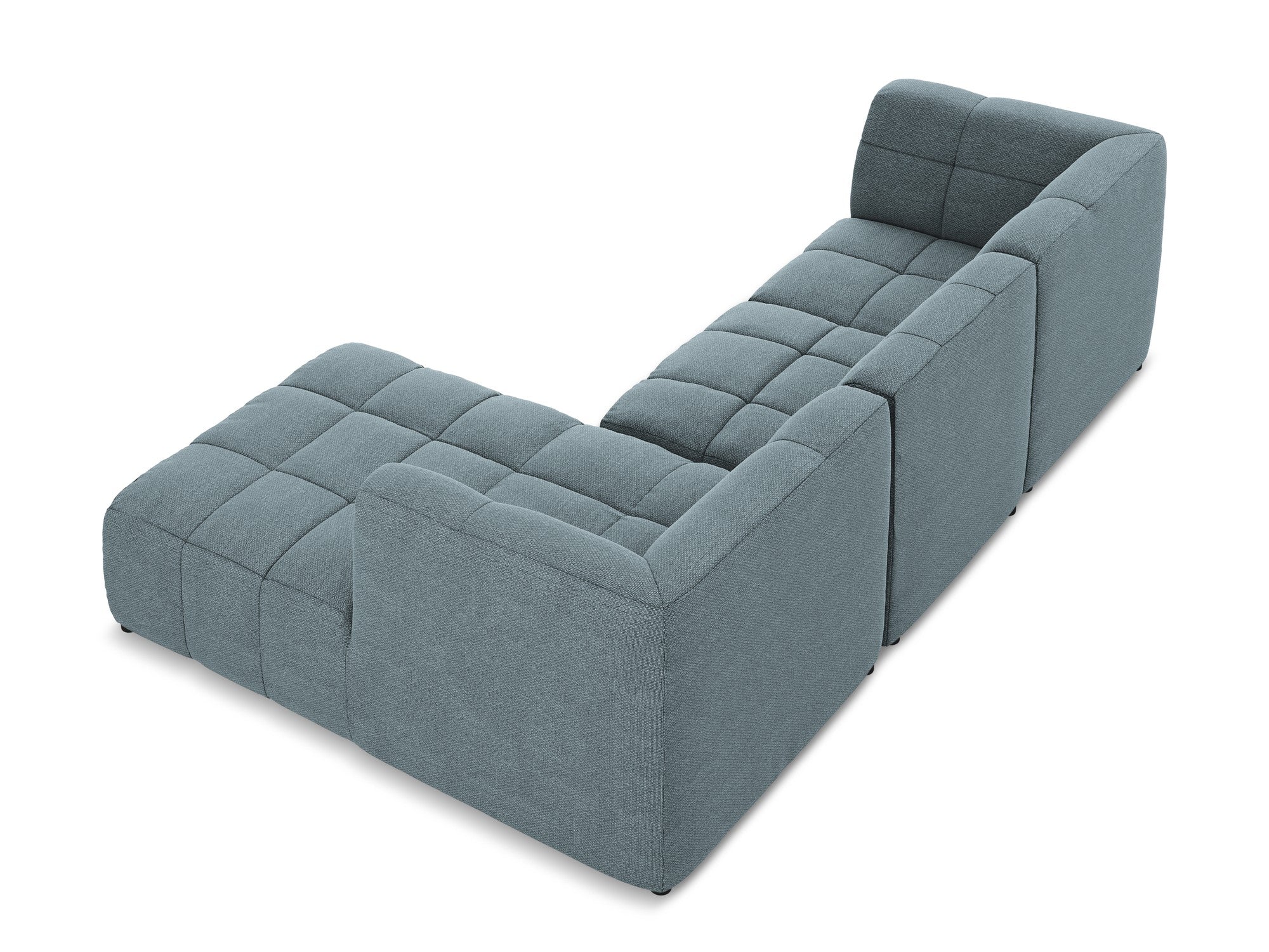 Right-facing modular sofa ALOHA in blue denim boucle, 3-seater