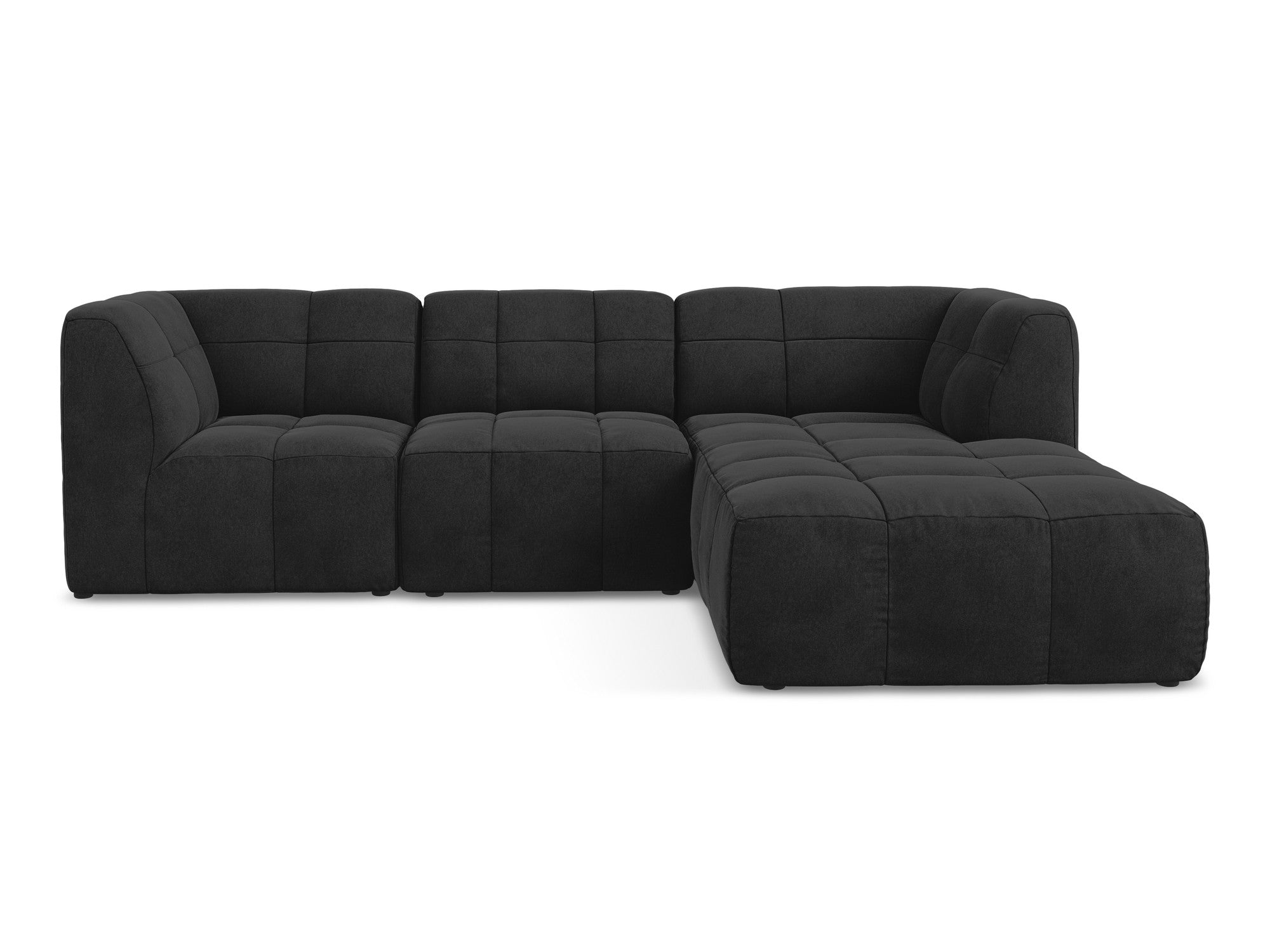 Black Right-Hand Velvet Modular Sofa for 3 People ALOHA