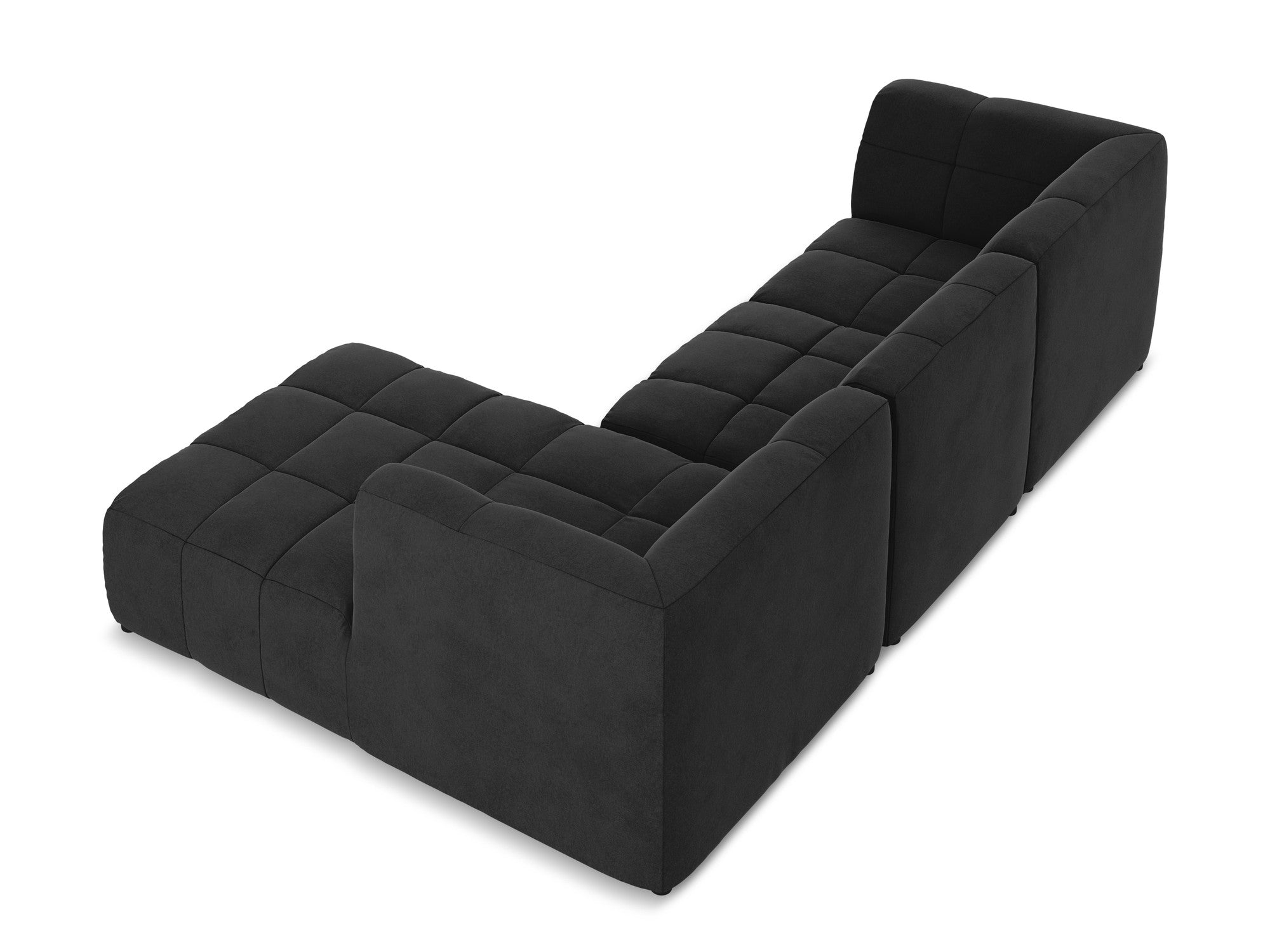 Black Right-Hand Velvet Modular Sofa for 3 People ALOHA