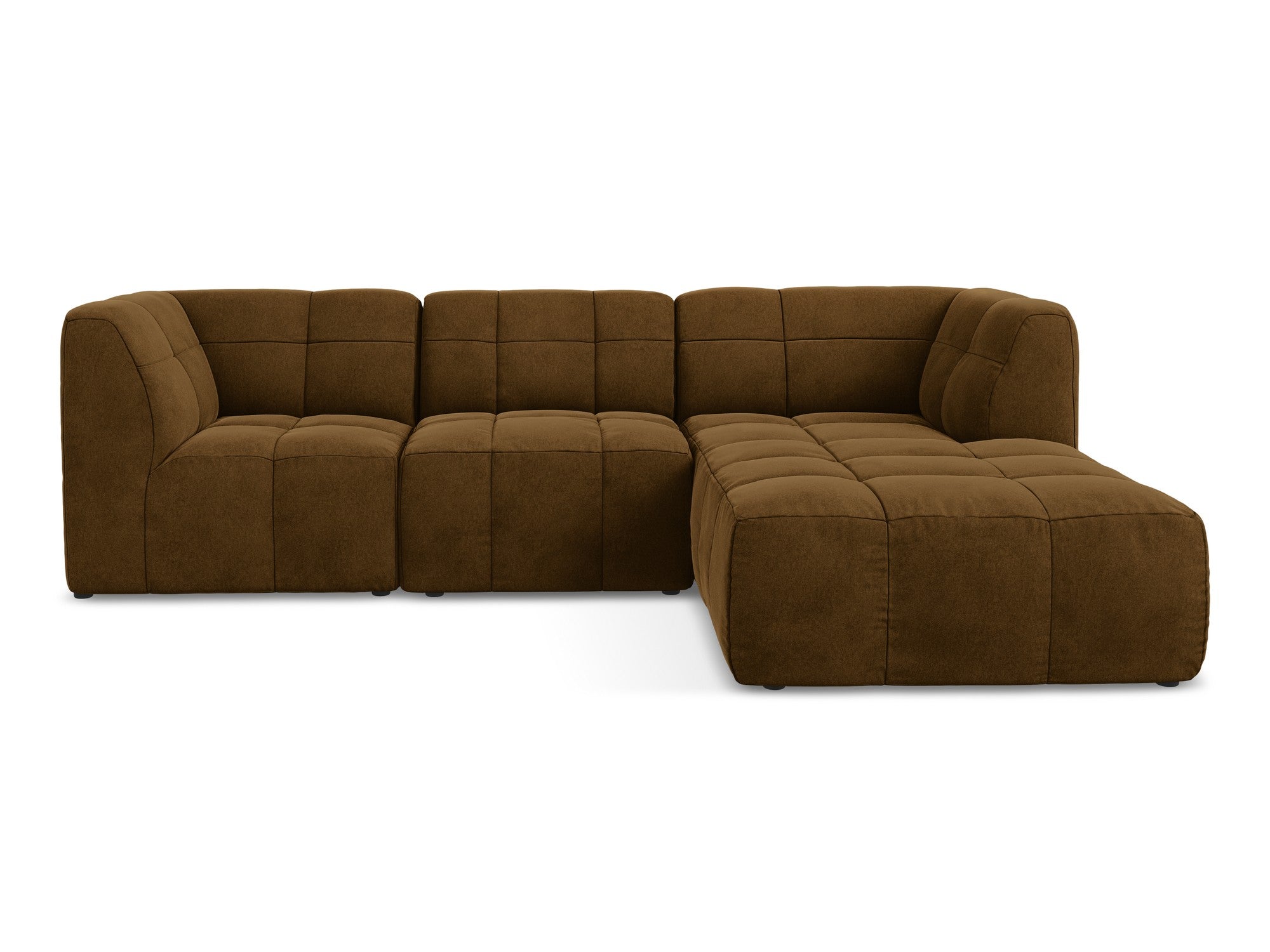 Mustard Right-Handed Velvet Modular Sofa for 3 People ALOHA