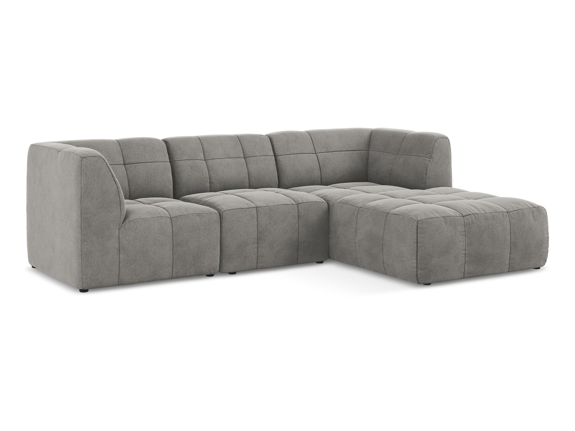Gray Right-Hand Velvet Modular Sofa for Three - ALOHA