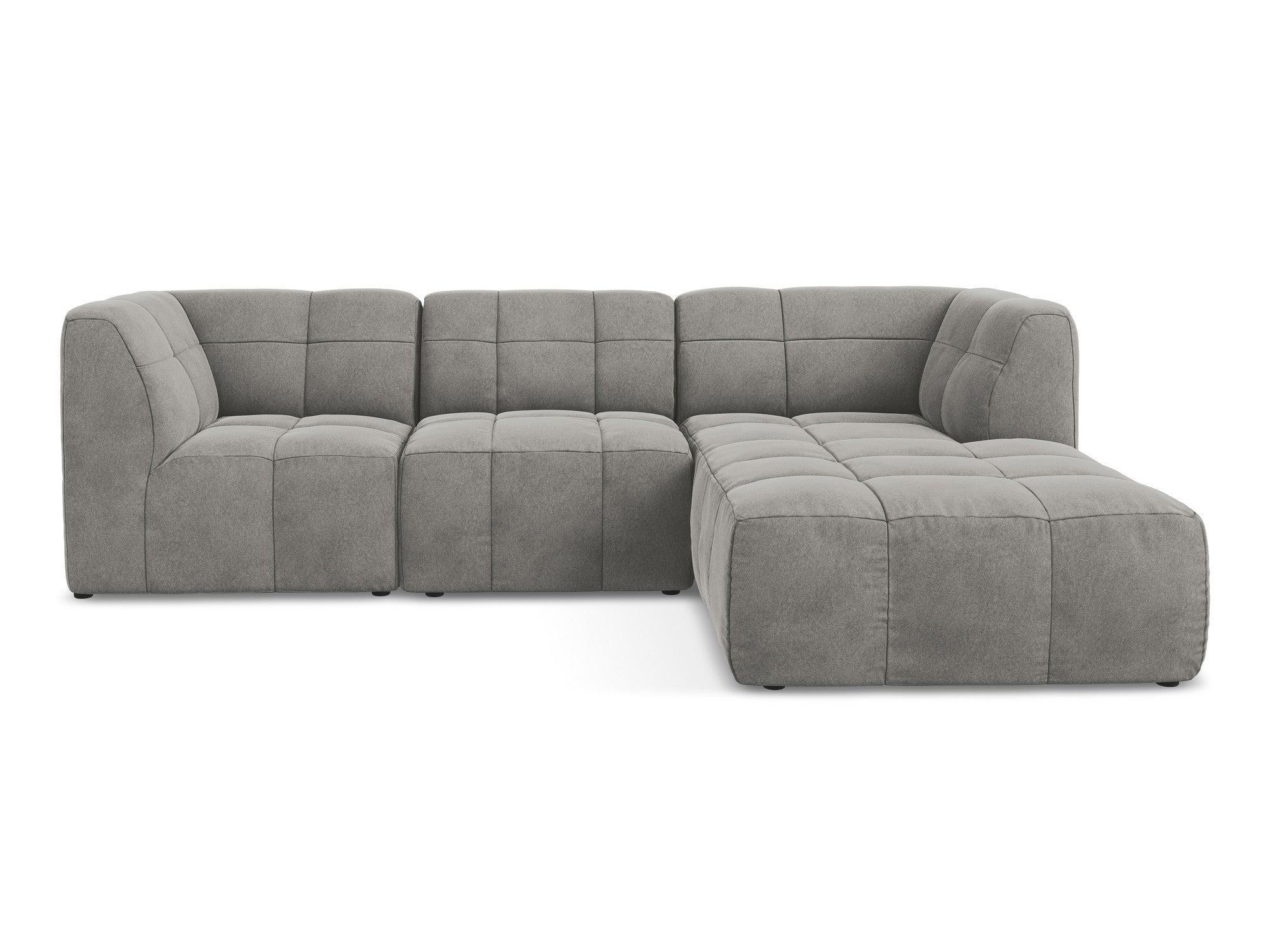 Gray Right-Hand Velvet Modular Sofa for Three - ALOHA