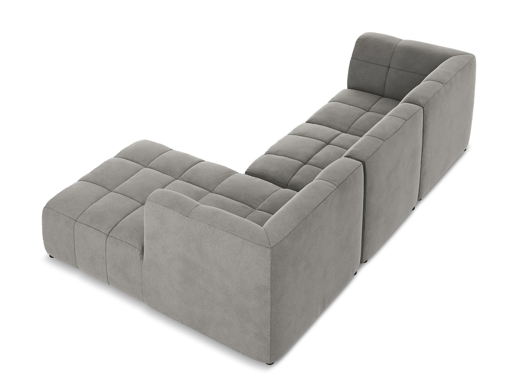 Gray Right-Hand Velvet Modular Sofa for Three - ALOHA