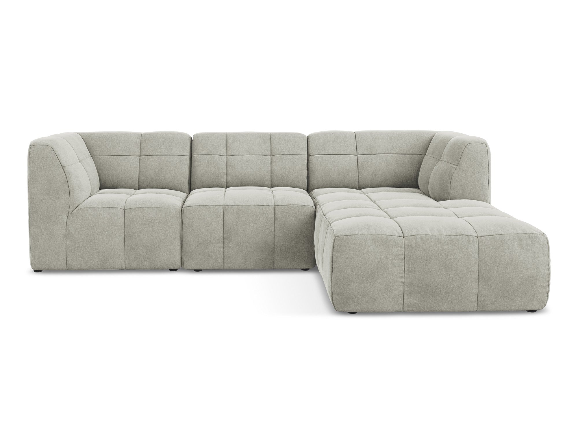 Right-facing velvet modular sofa for 3 people ALOHA light gray
