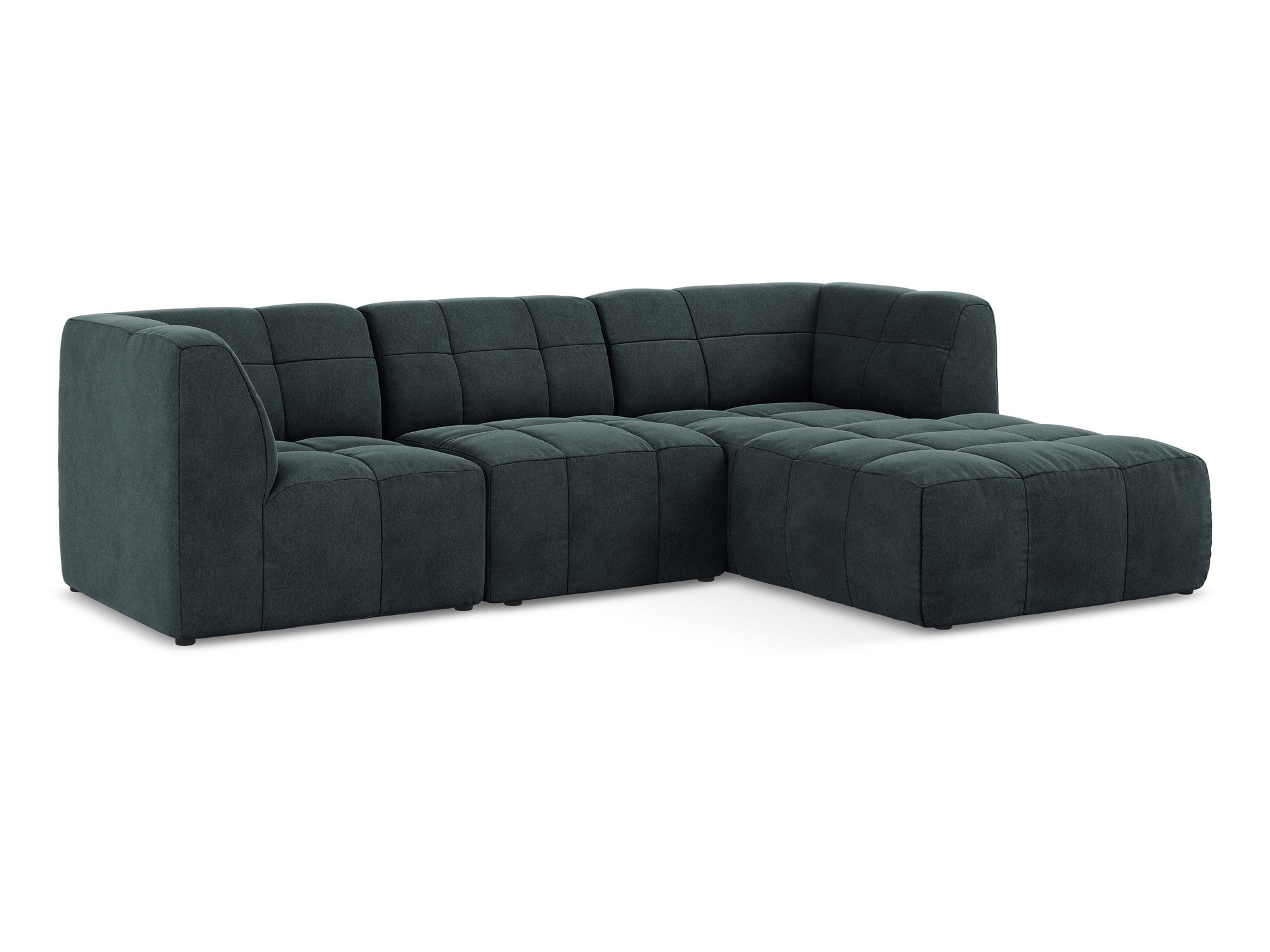 Right-facing velvet modular sofa for three ALOHA in sea green