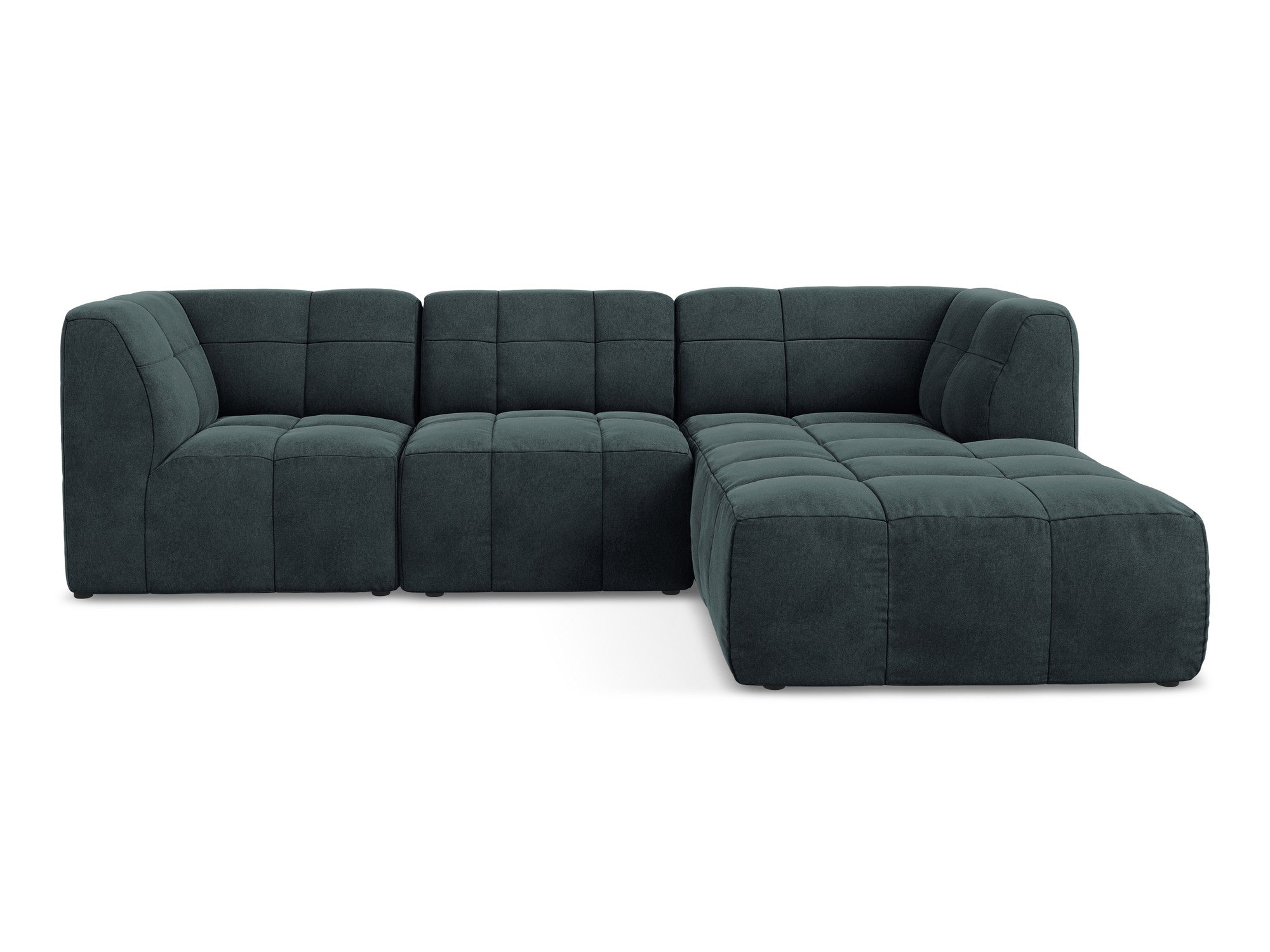 Right-facing velvet modular sofa for three ALOHA in sea green
