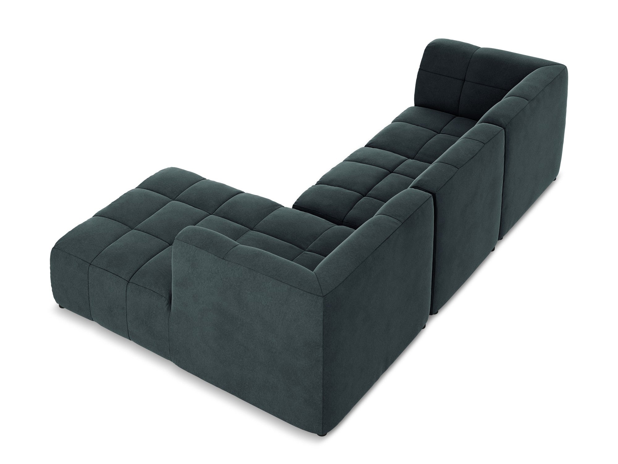 Right-facing velvet modular sofa for three ALOHA in sea green
