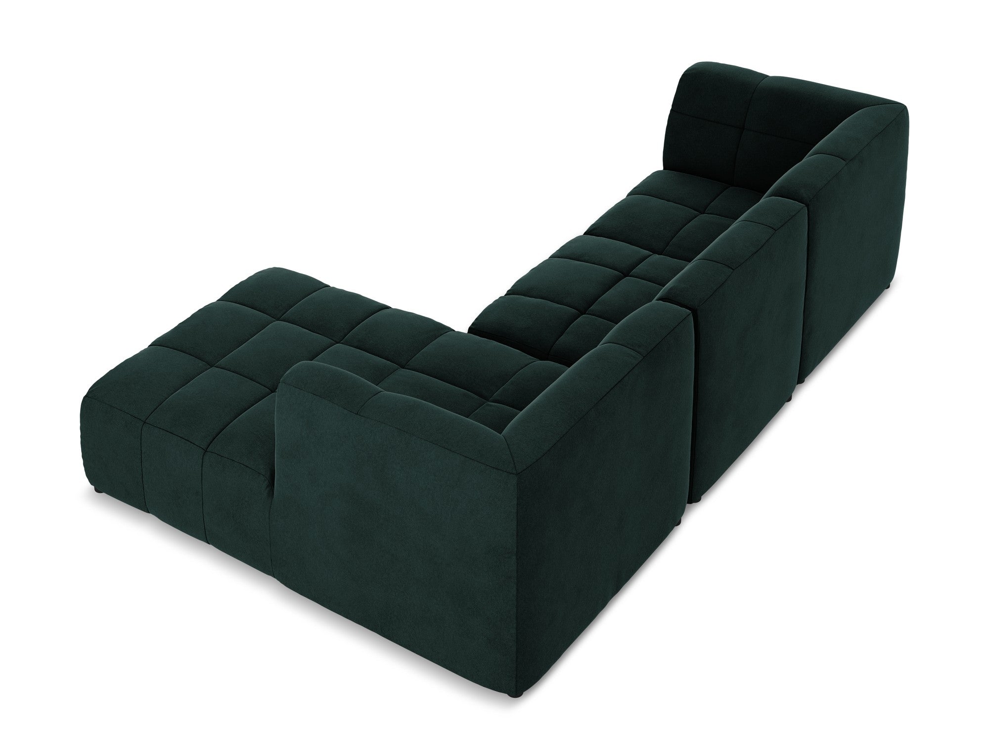 Right-facing velvet modular sofa for 3 people ALOHA in gray-green