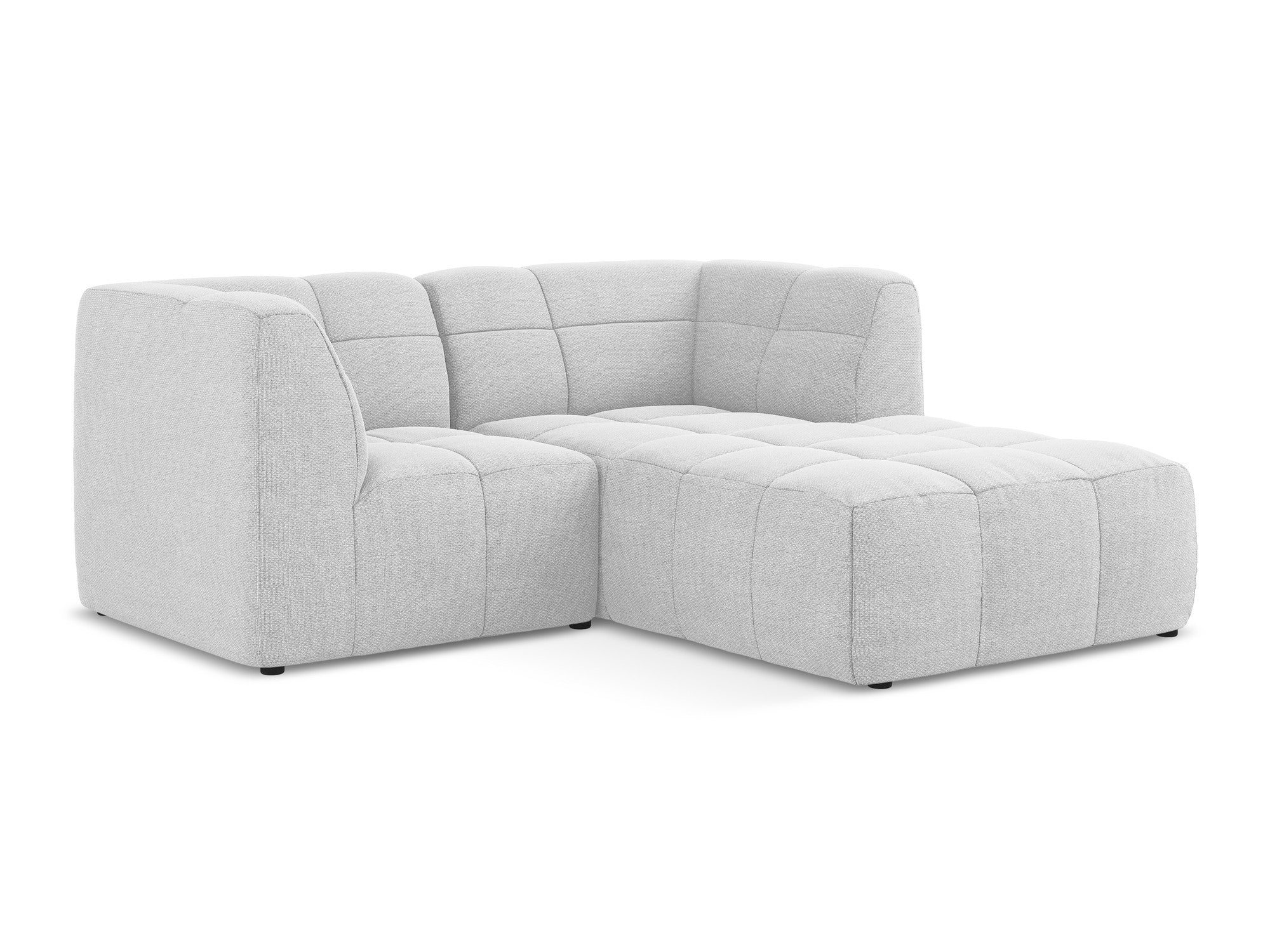 Modularer Ecksofa rechtsseitig 2-sitzig ALOHA silberne Boucle