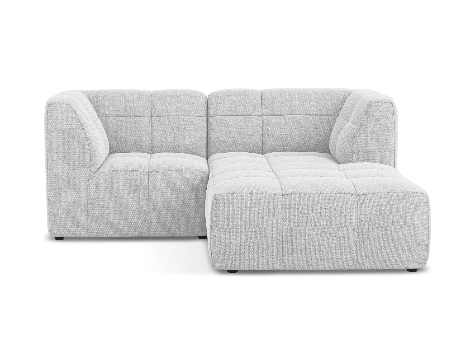 Modularer Ecksofa rechtsseitig 2-sitzig ALOHA silberne Boucle