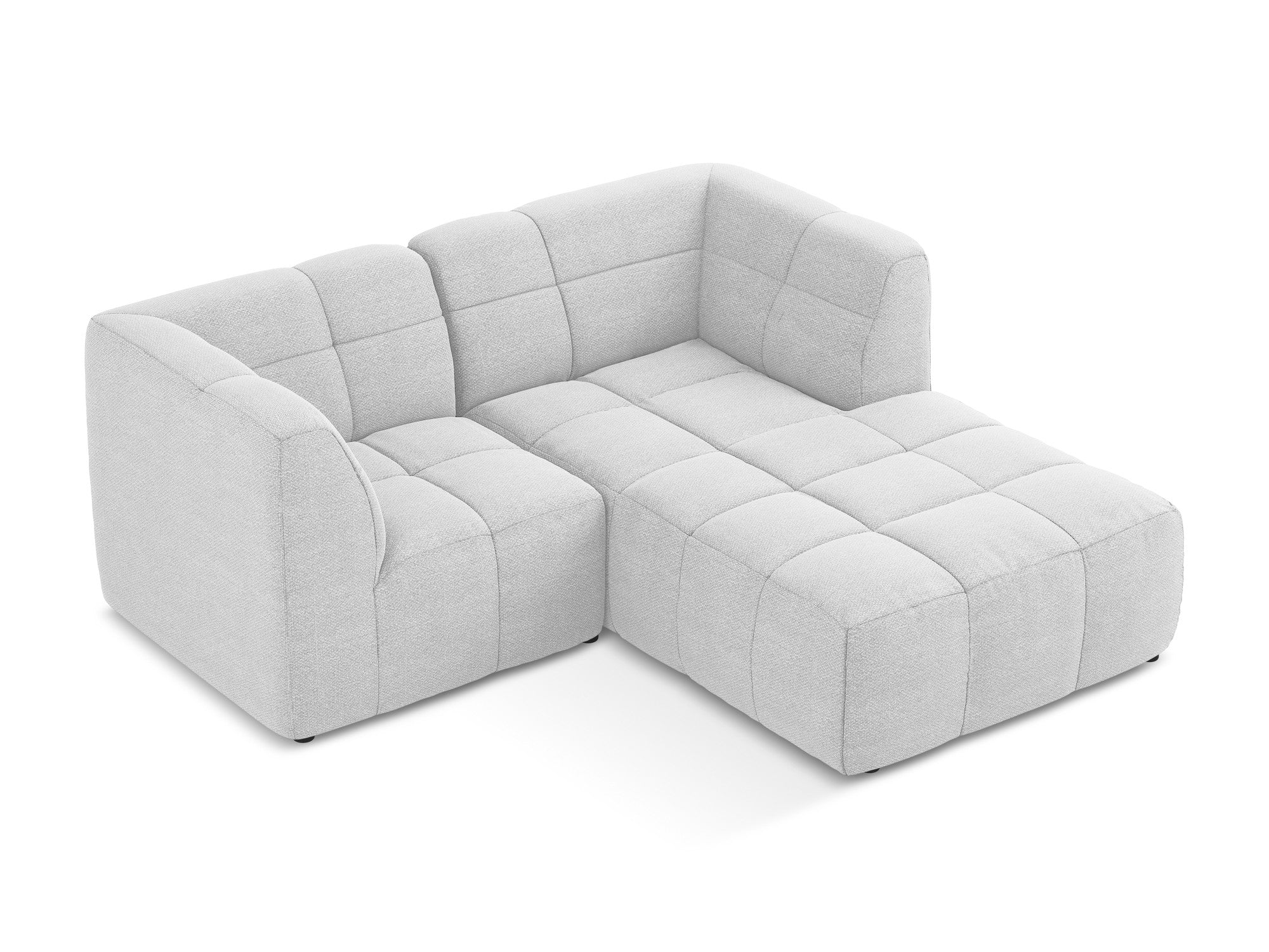 Modularer Ecksofa rechtsseitig 2-sitzig ALOHA silberne Boucle