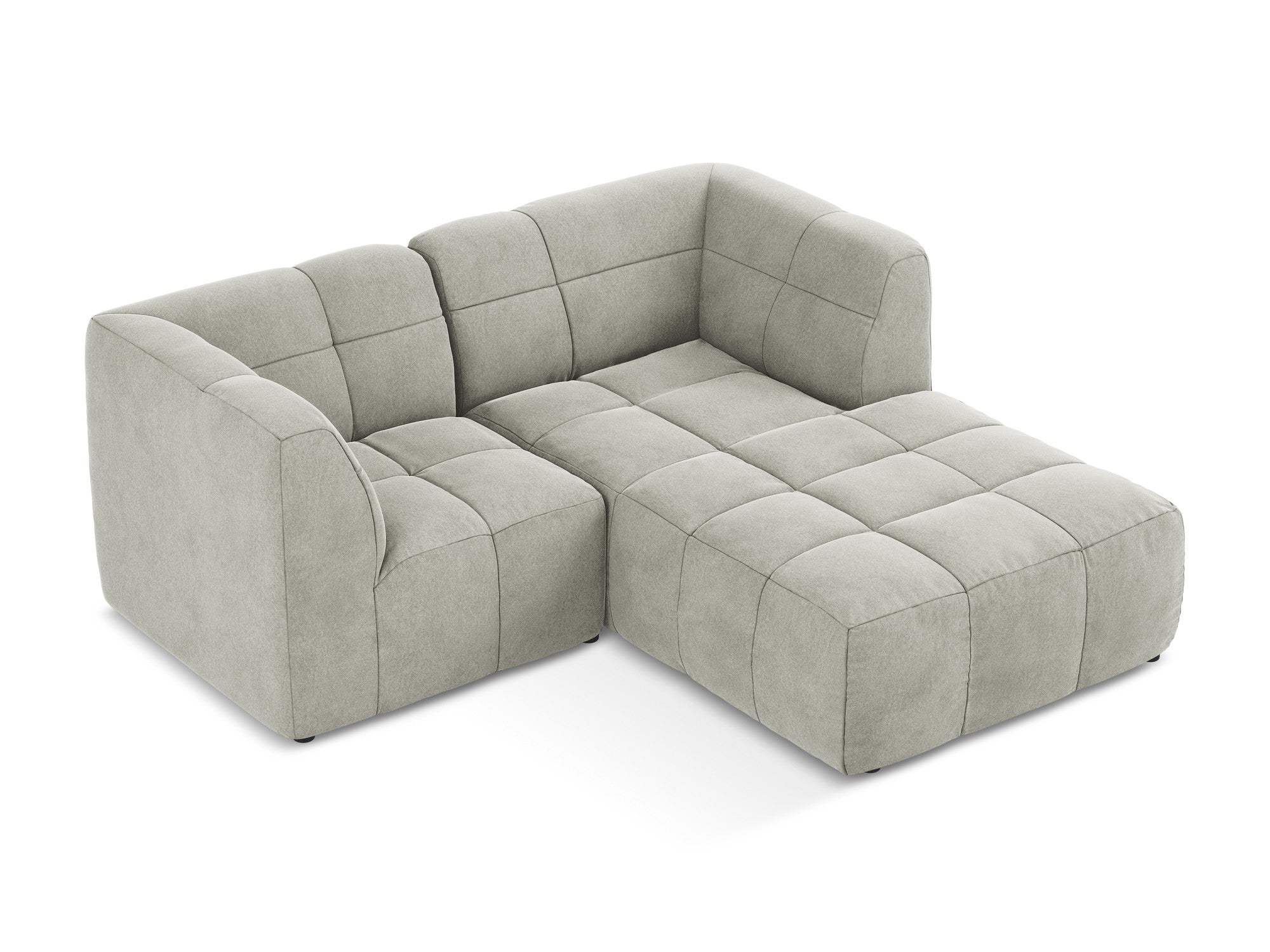 Right-facing velvet modular sofa for 2 people ALOHA light gray