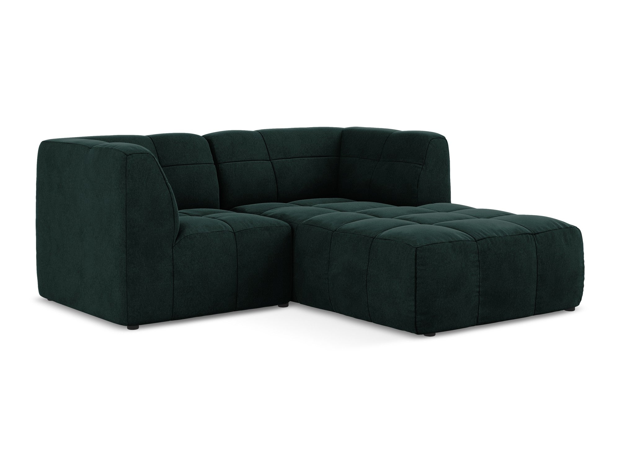 Right-facing velvet modular sofa for 2 people ALOHA in gray-green