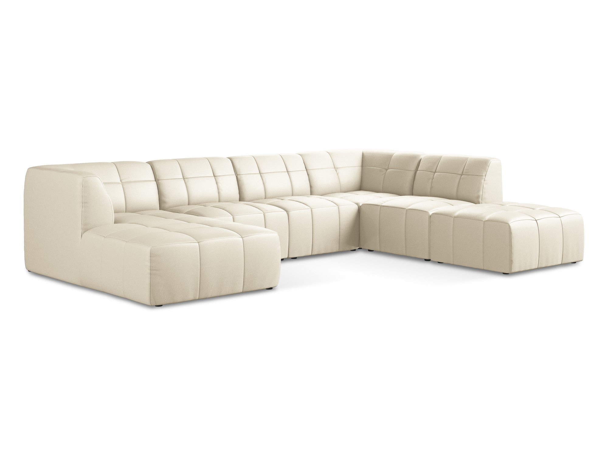 Modularer Panoramawinkelsofa ALOHA in hellbeigem Kunstleder