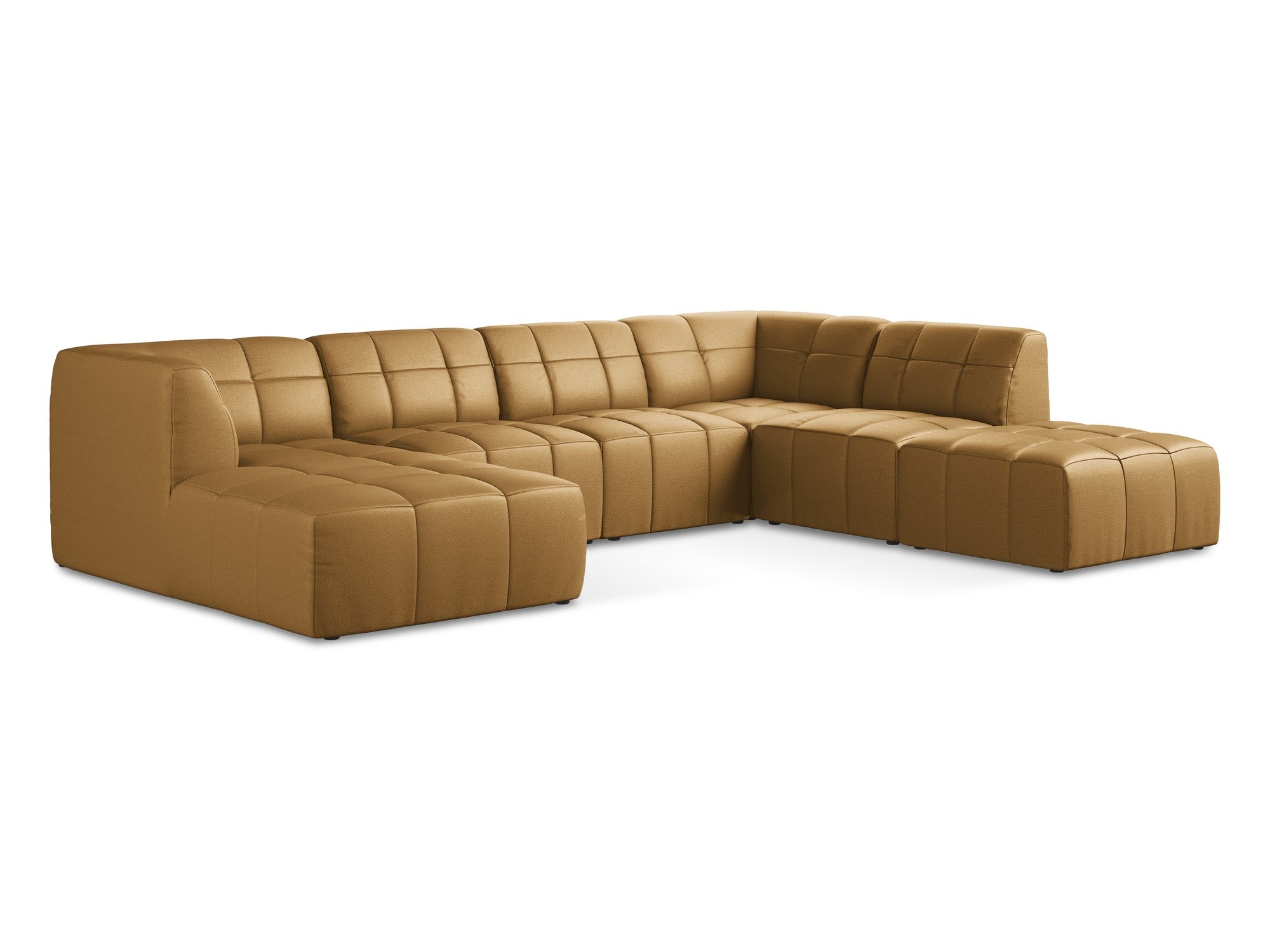 Modularer Panoramawinkelsofa ALOHA in karamelbraunem Kunstleder