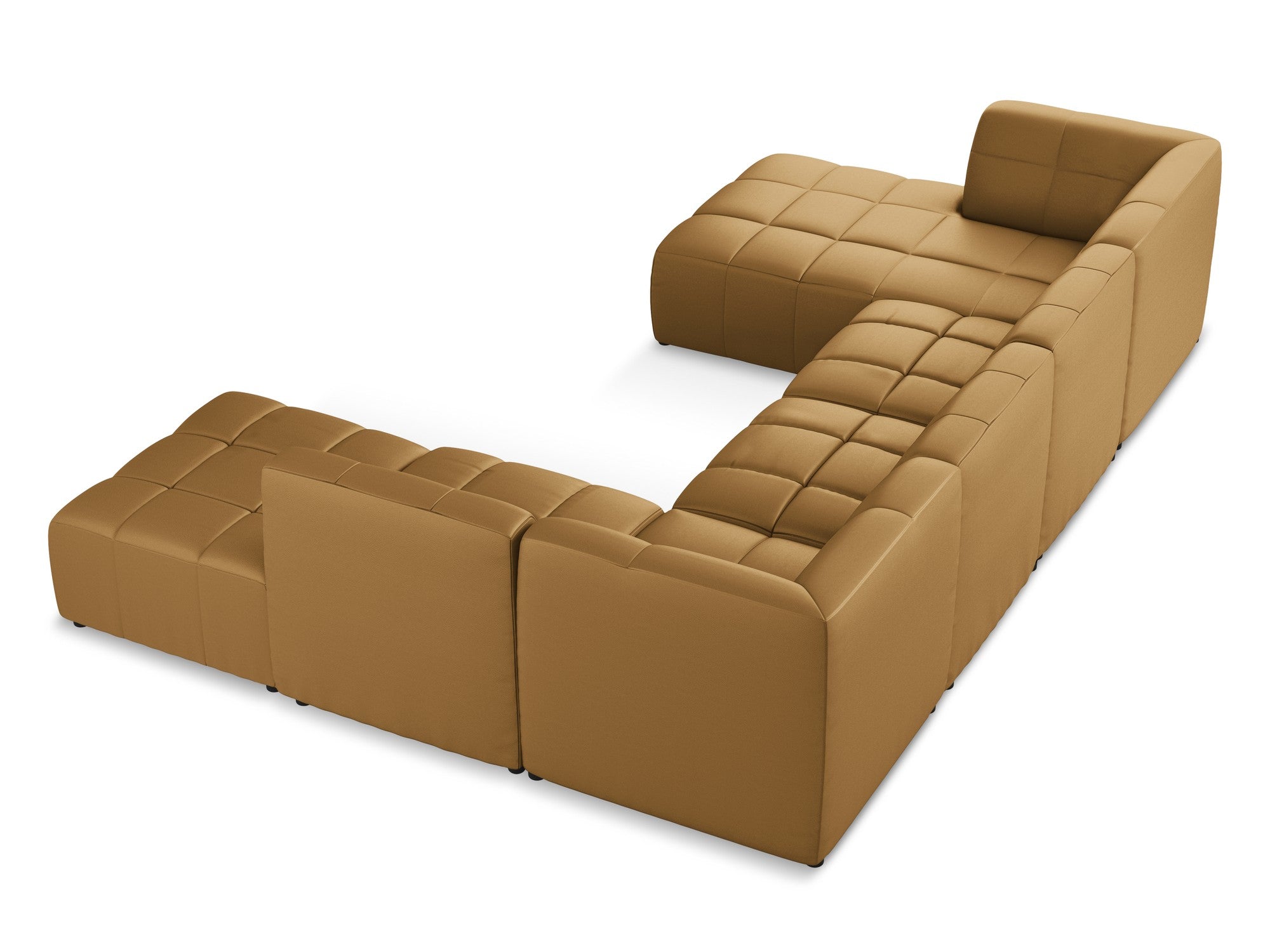 Modularer Panoramawinkelsofa ALOHA in karamelbraunem Kunstleder