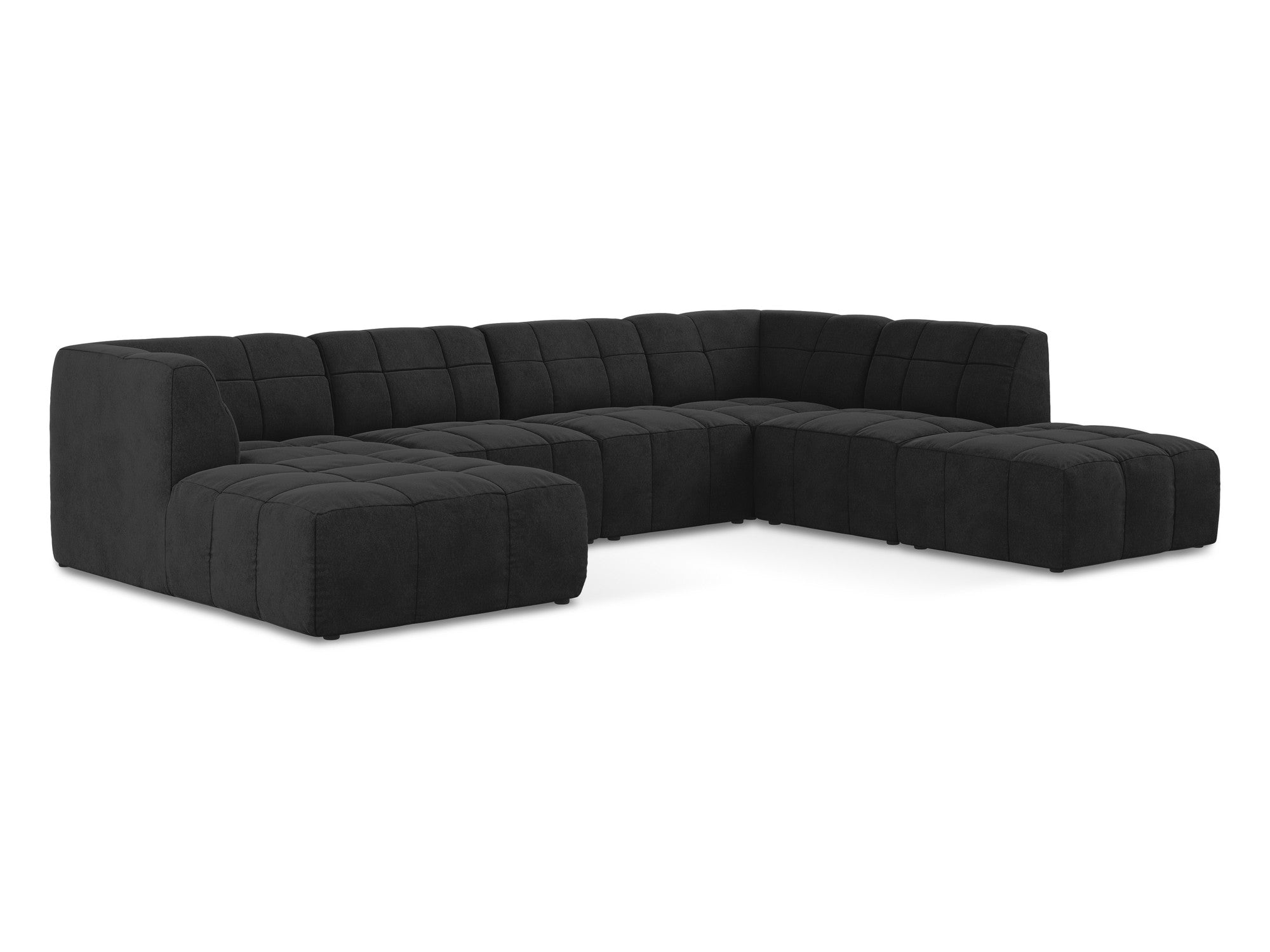 Modular Panoramic Velvet Corner Sofa ALOHA Black