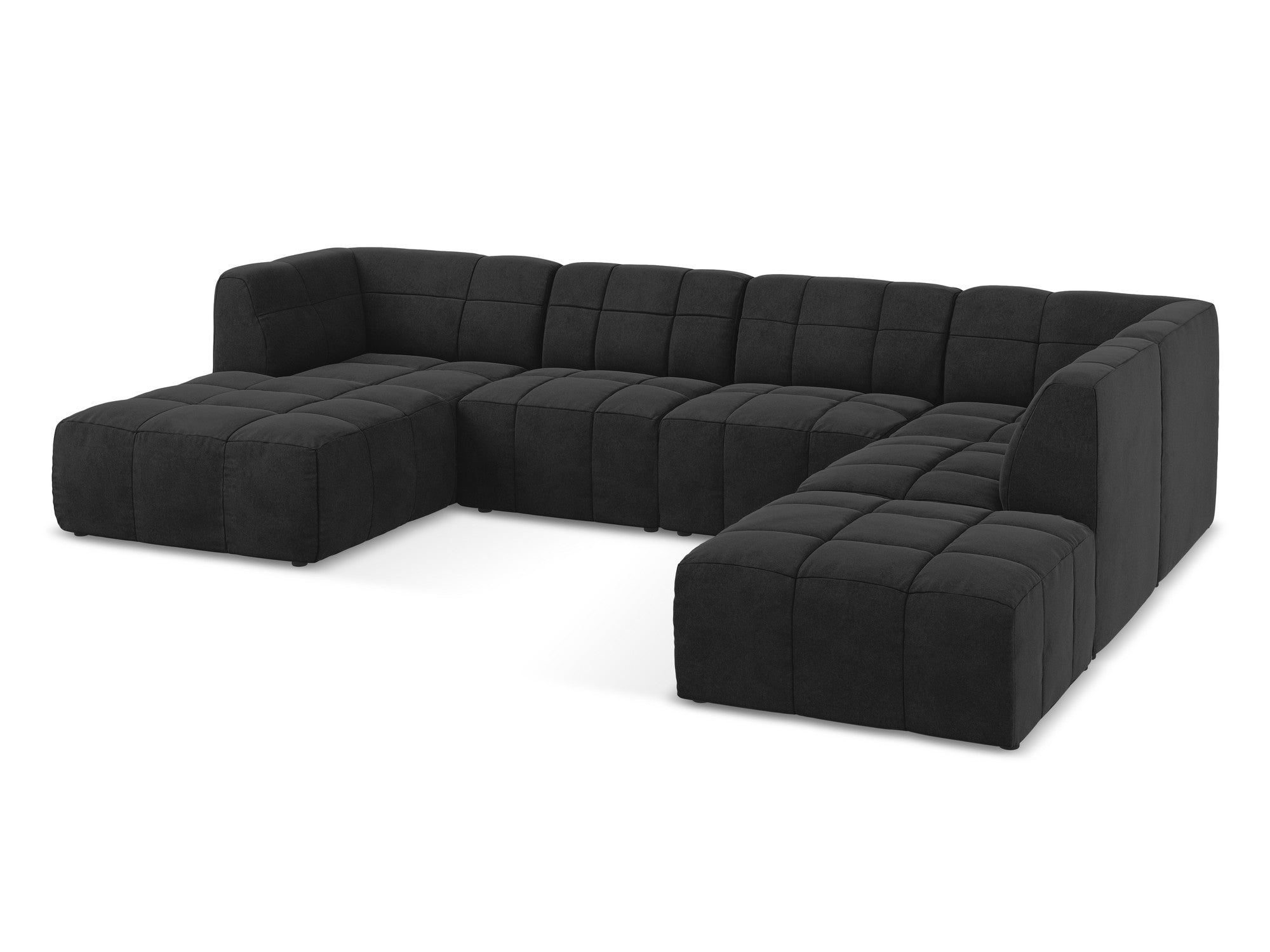 Modular Panoramic Velvet Corner Sofa ALOHA Black