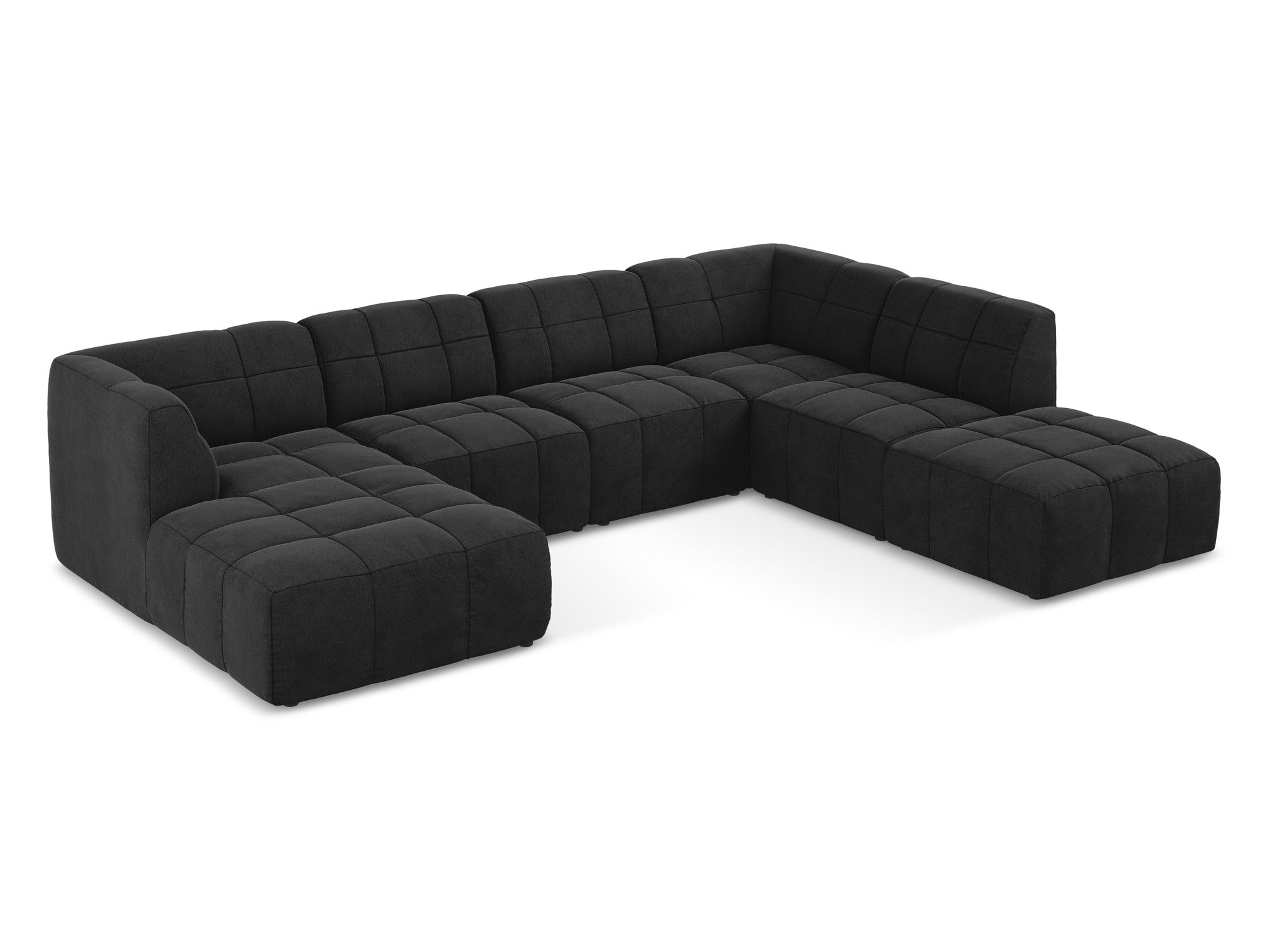 Modular Panoramic Velvet Corner Sofa ALOHA Black