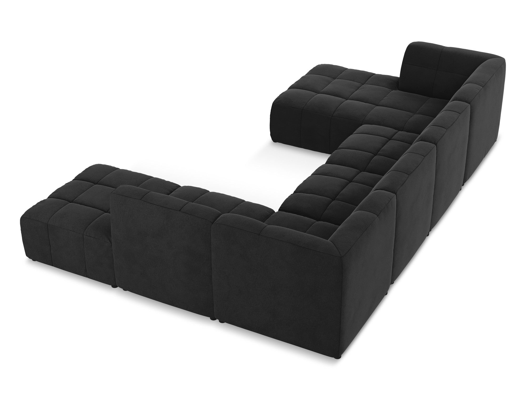 Modular Panoramic Velvet Corner Sofa ALOHA Black