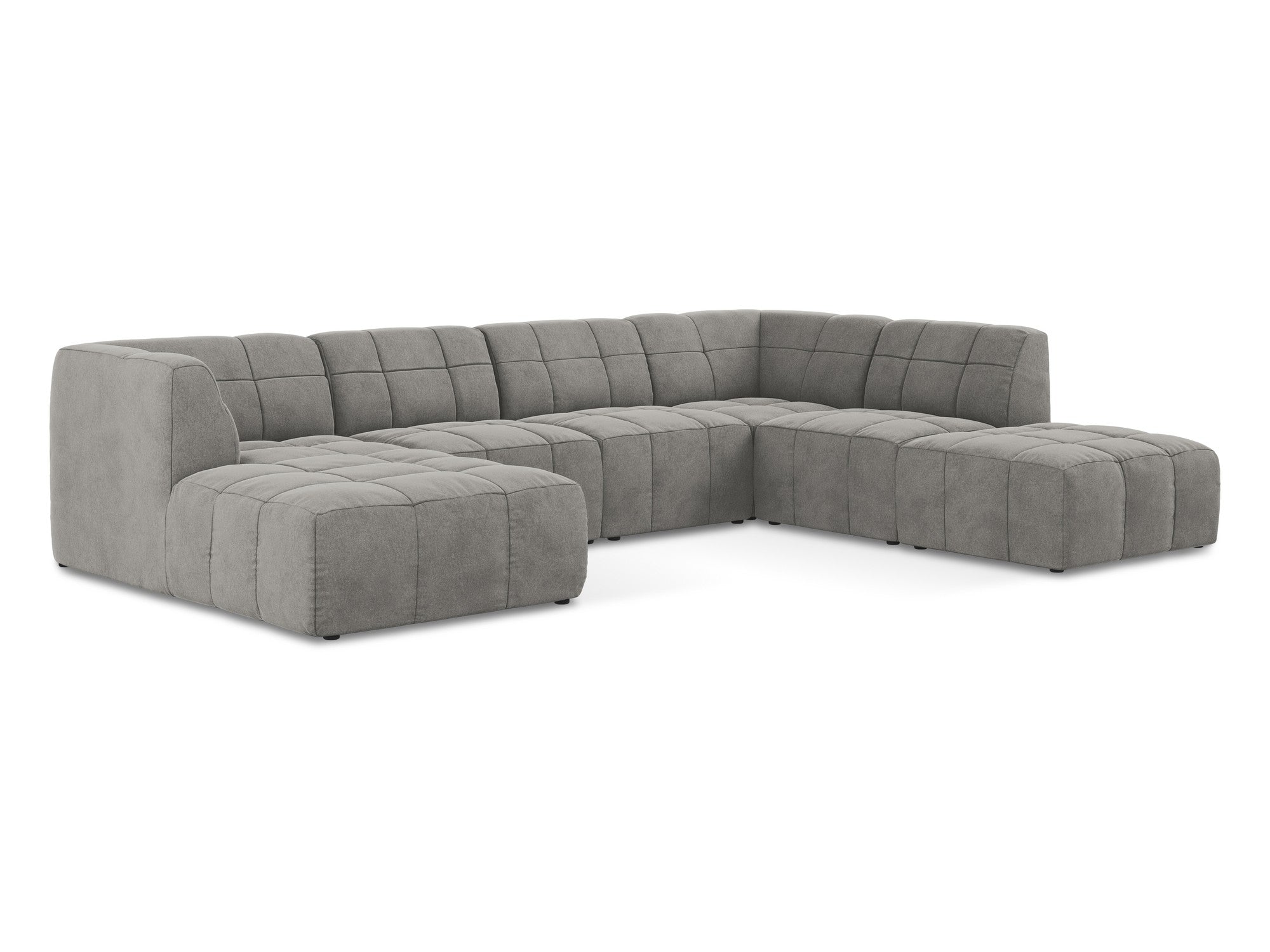Gray modular panoramic velvet corner sofa ALOHA