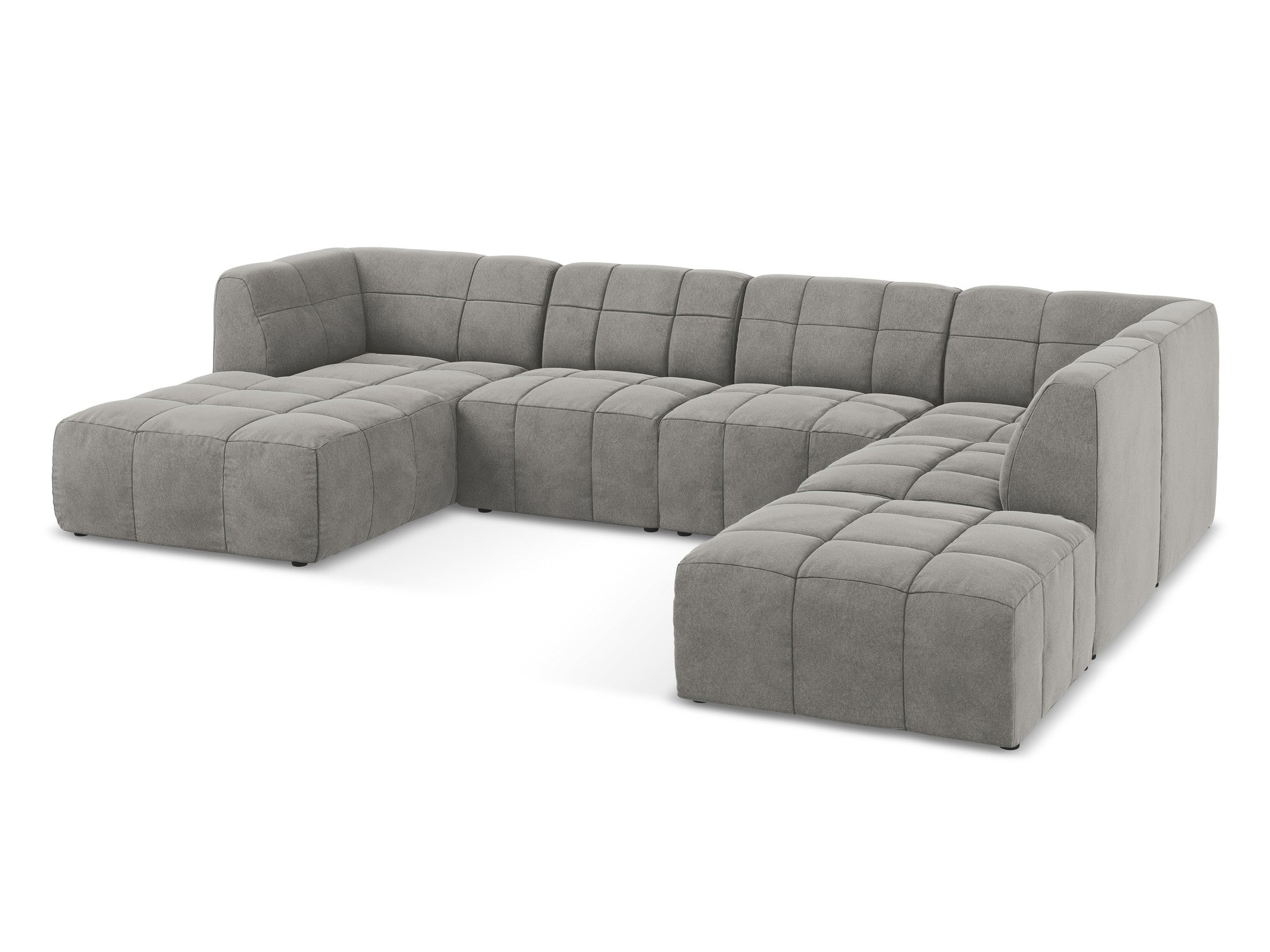 Gray modular panoramic velvet corner sofa ALOHA