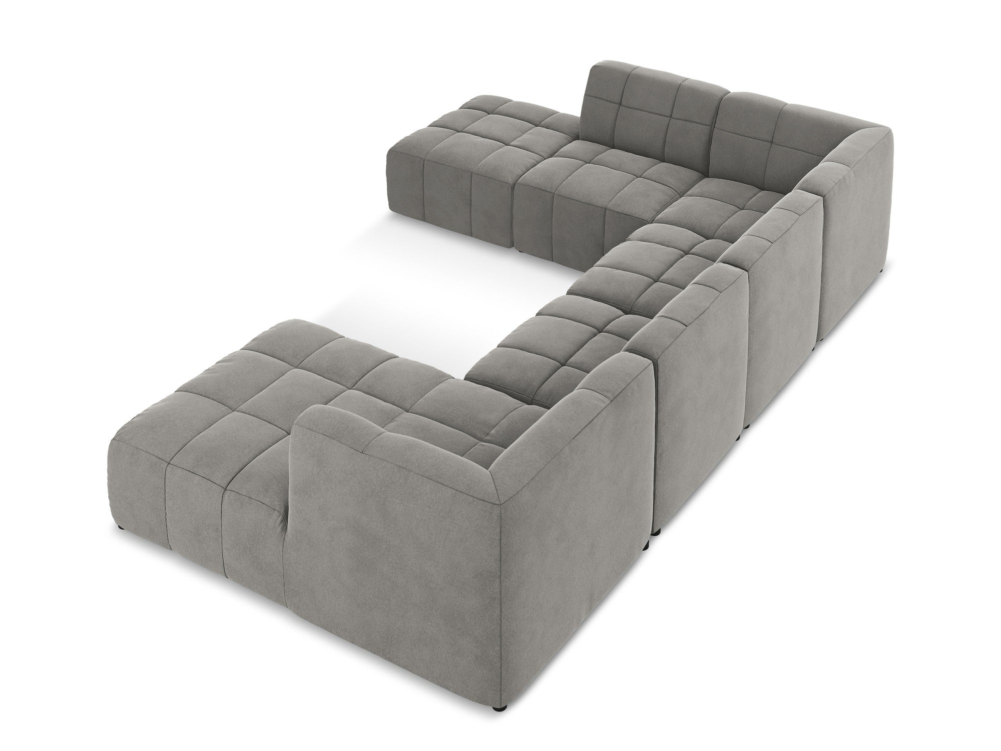 Gray modular panoramic velvet corner sofa ALOHA