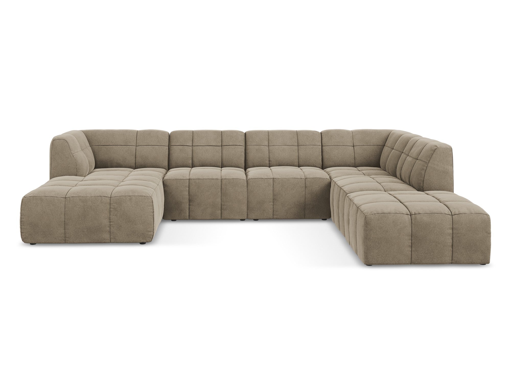 Beige Modular Panoramic Velvet Corner Sofa ALOHA