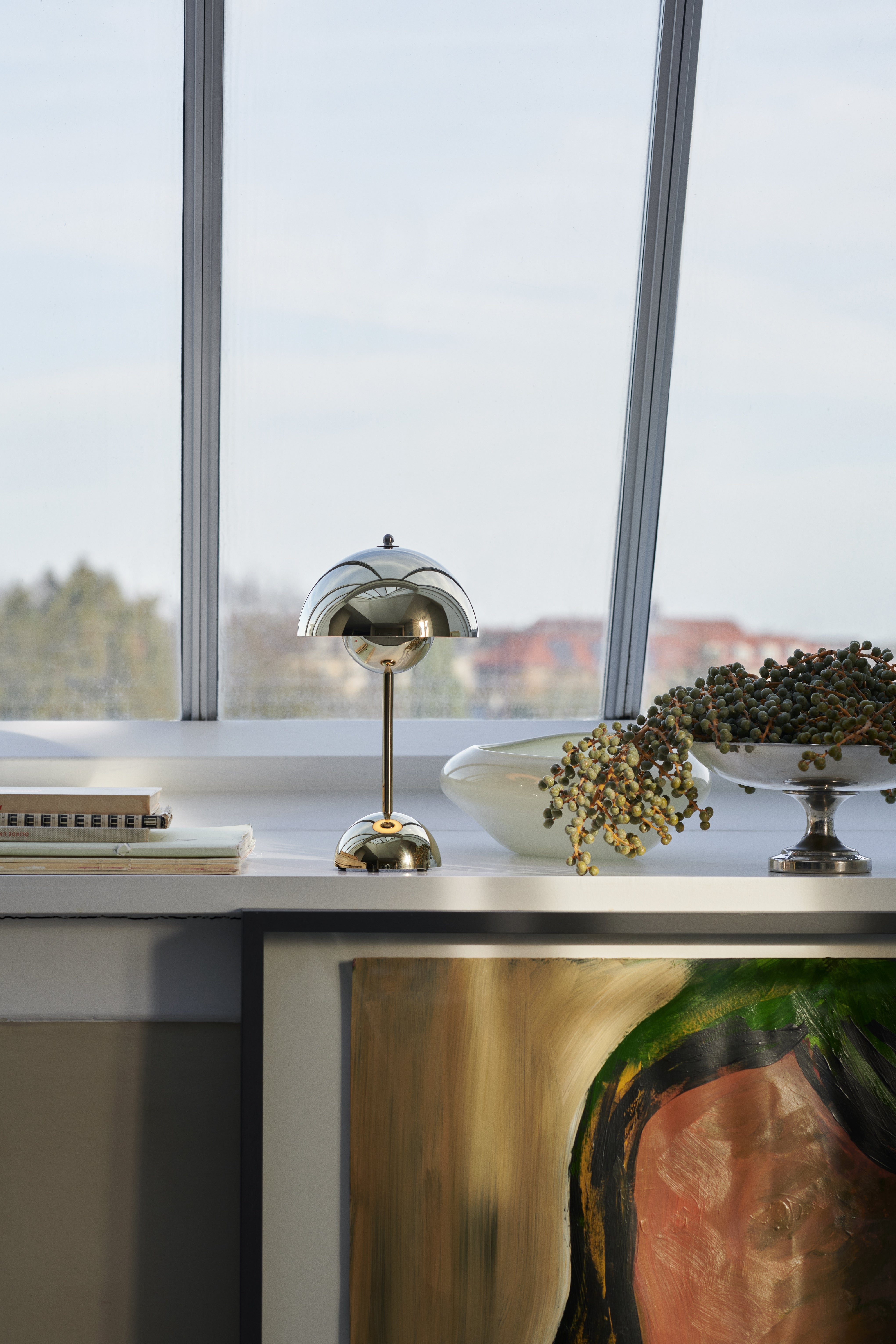 Tragbare Lampe FLOWERPOT VP9 verchromt