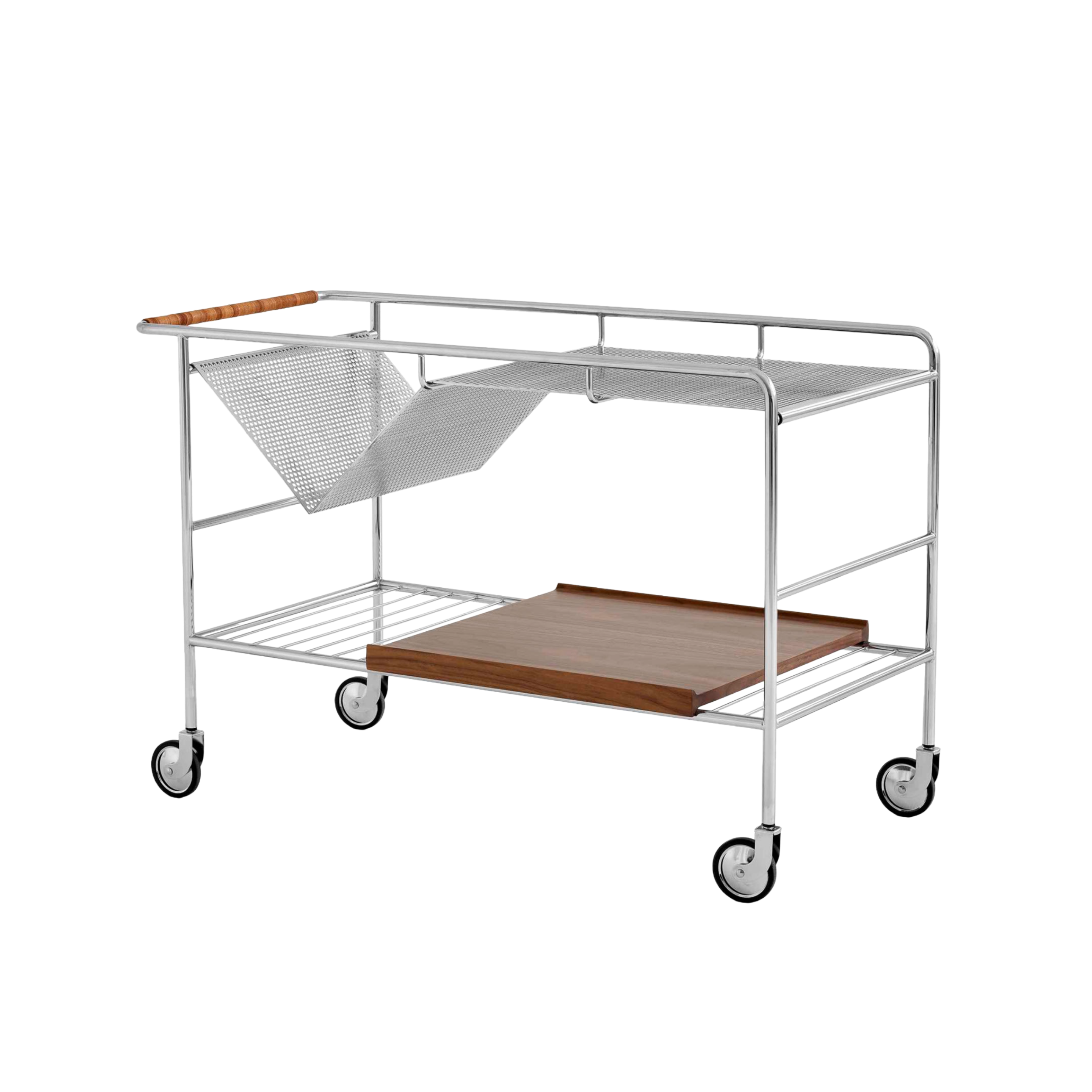 Wagen ALIMA NDS1 verchromt mit lackiertem Nussbaumholz