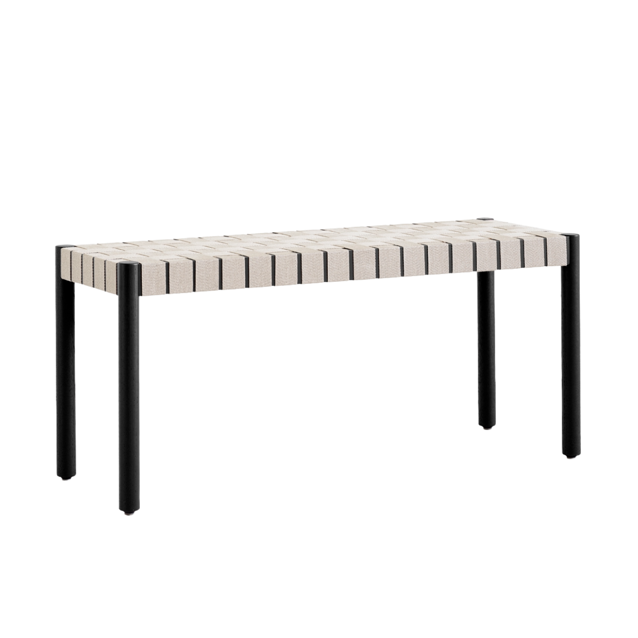 Bank BETTY, beige gewebter Sitz mit schwarz lackierter Esche