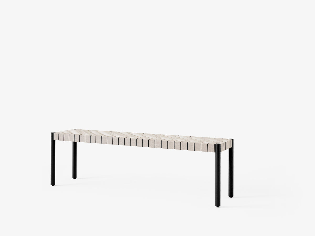 Bank BETTY, beige gewebter Sitz mit schwarz lackierter Esche