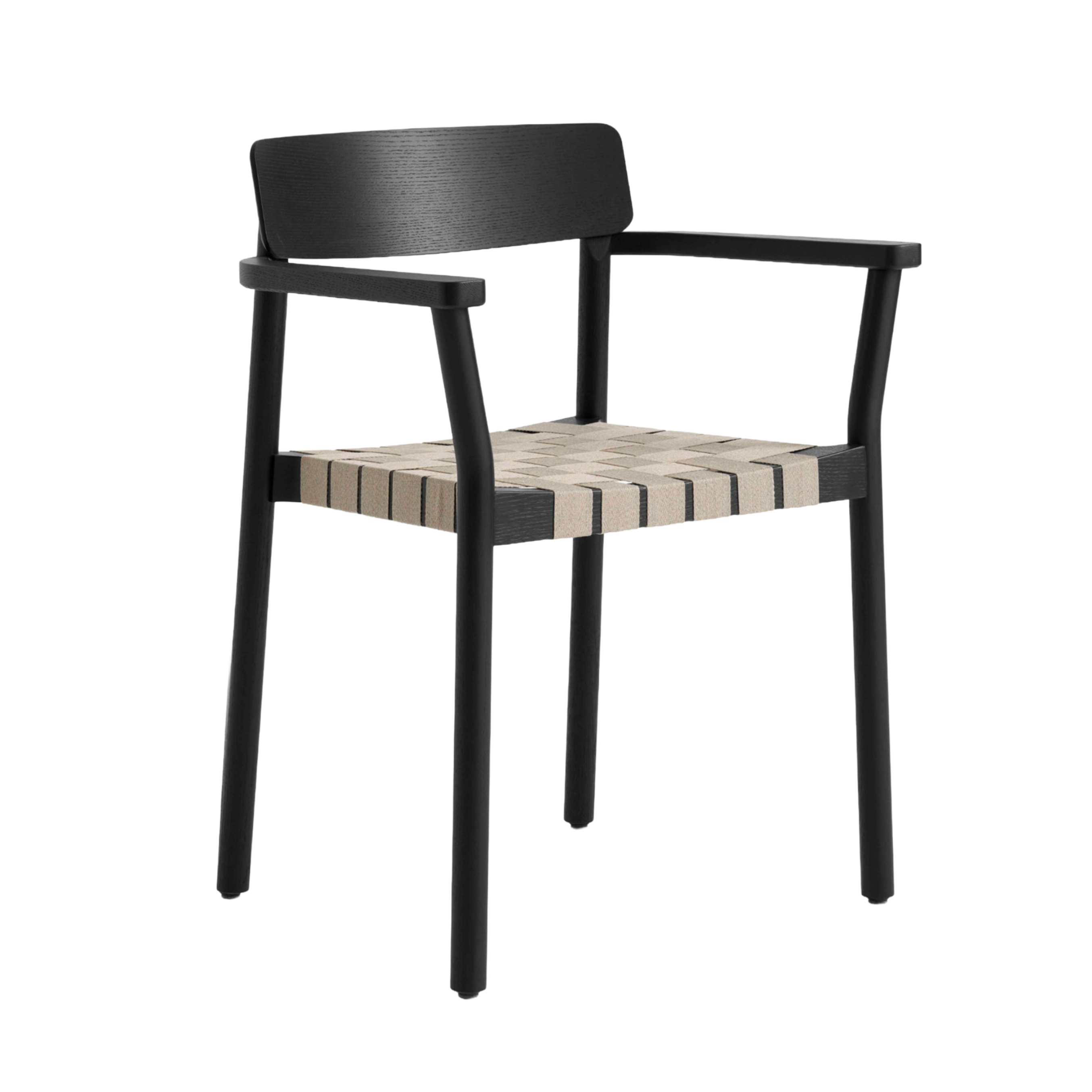 Sessel mit Armlehnen BETTY TK9, beige gewebter Sitz mit schwarz lackierter Esche