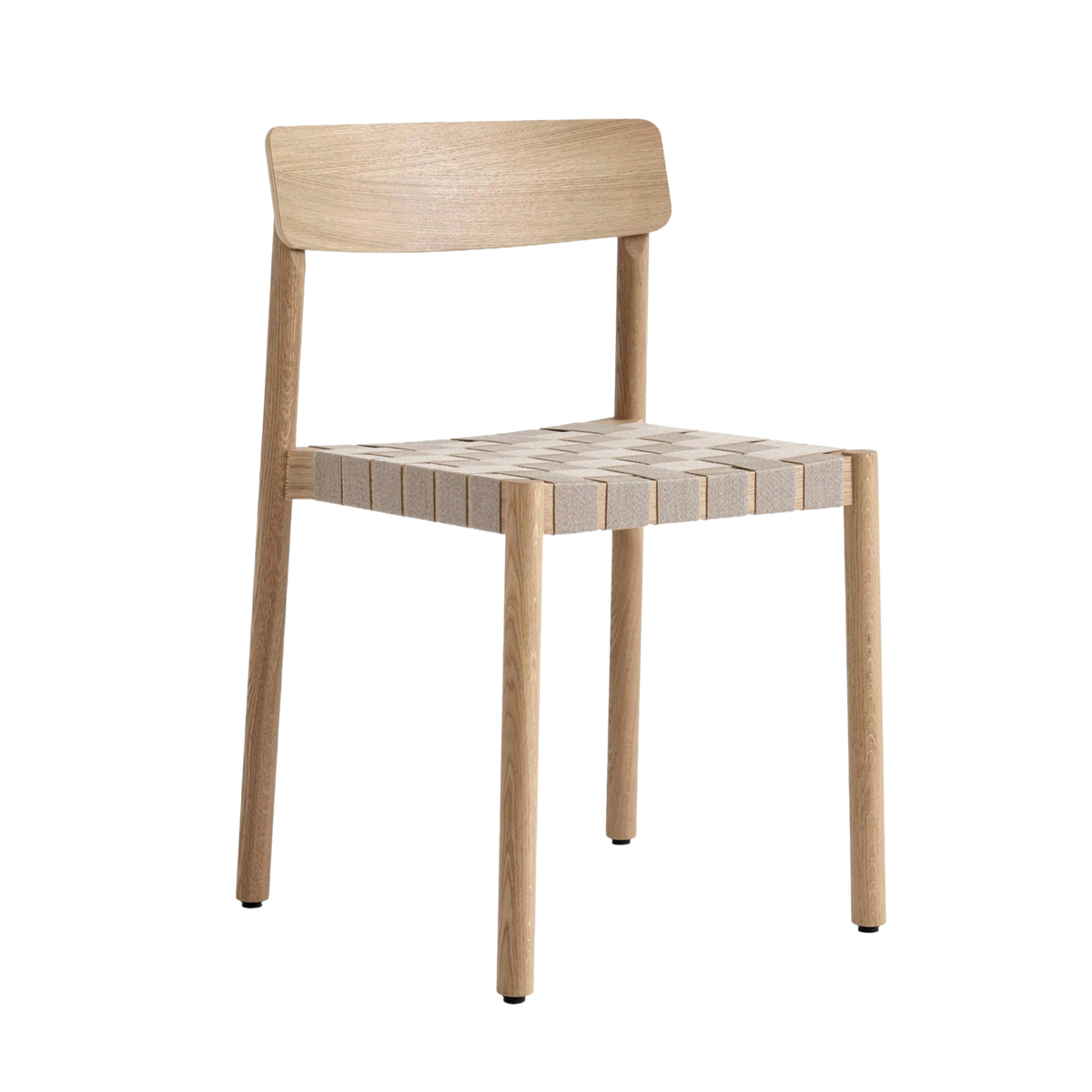 Stuhl BETTY TK1 mit beigem gewebtem Sitz und lackierter Eiche