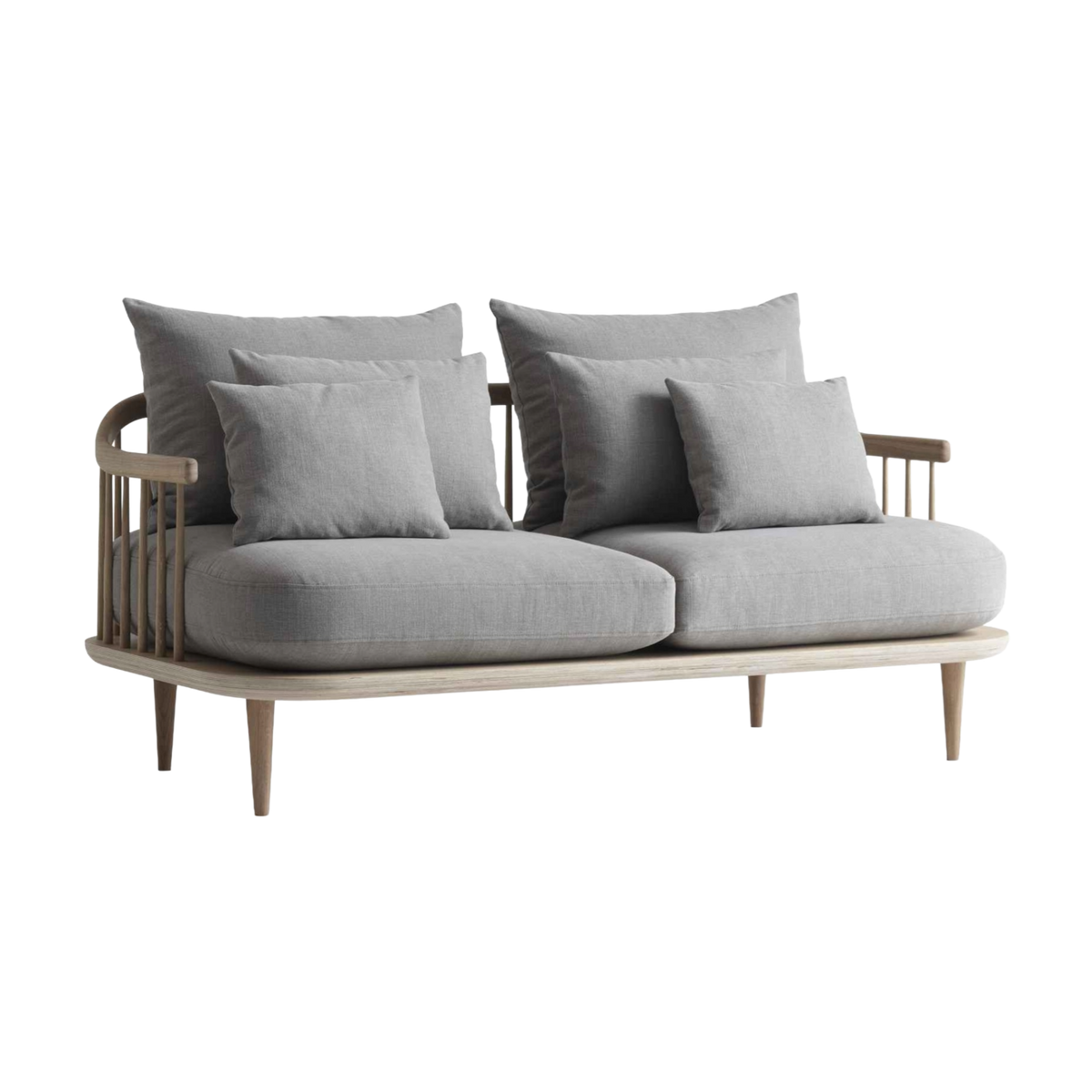 Zweisitzer-Sofa FLY SC2 gepolstert mit Eichenbasis