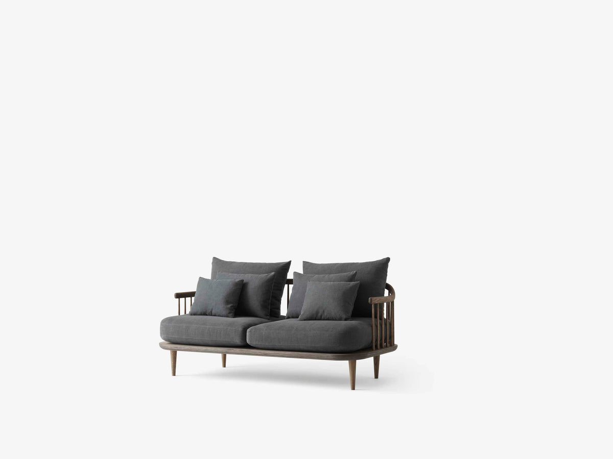 Zweisitzer-Sofa FLY SC2 gepolstert mit geräucherter Eichenbasis