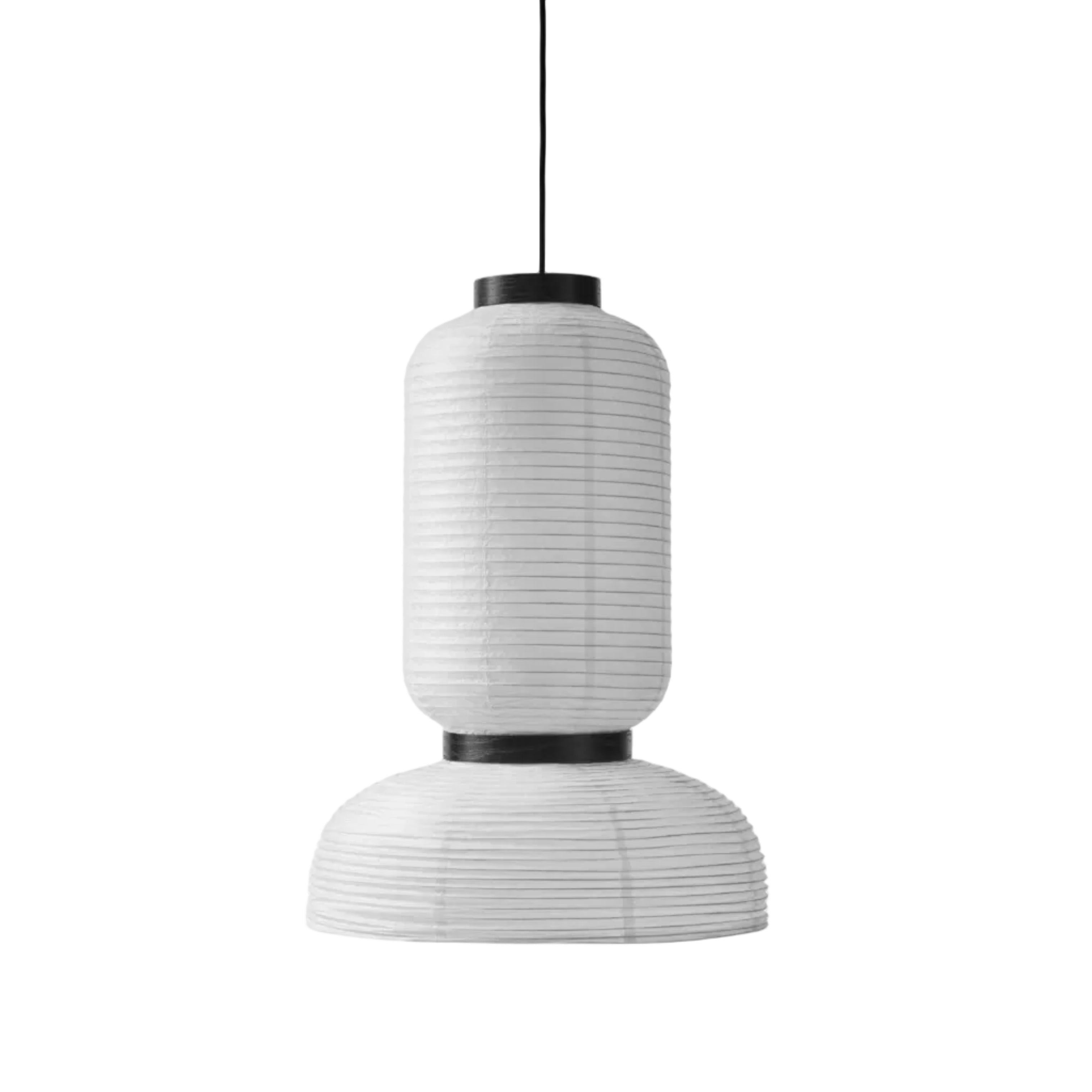 Hängelampe FORMAKAMI JH3 mit weißem Papier-Schirm und schwarzem Eichen-Finish