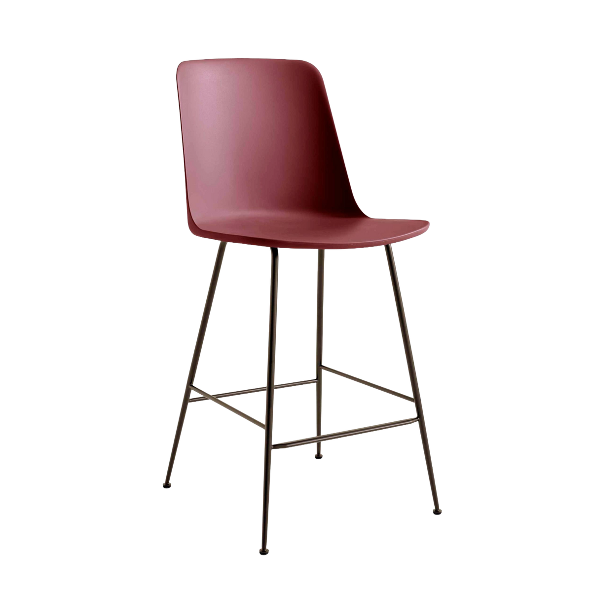 Barhocker RELY rotbraun mit braunem Stahlgestell
