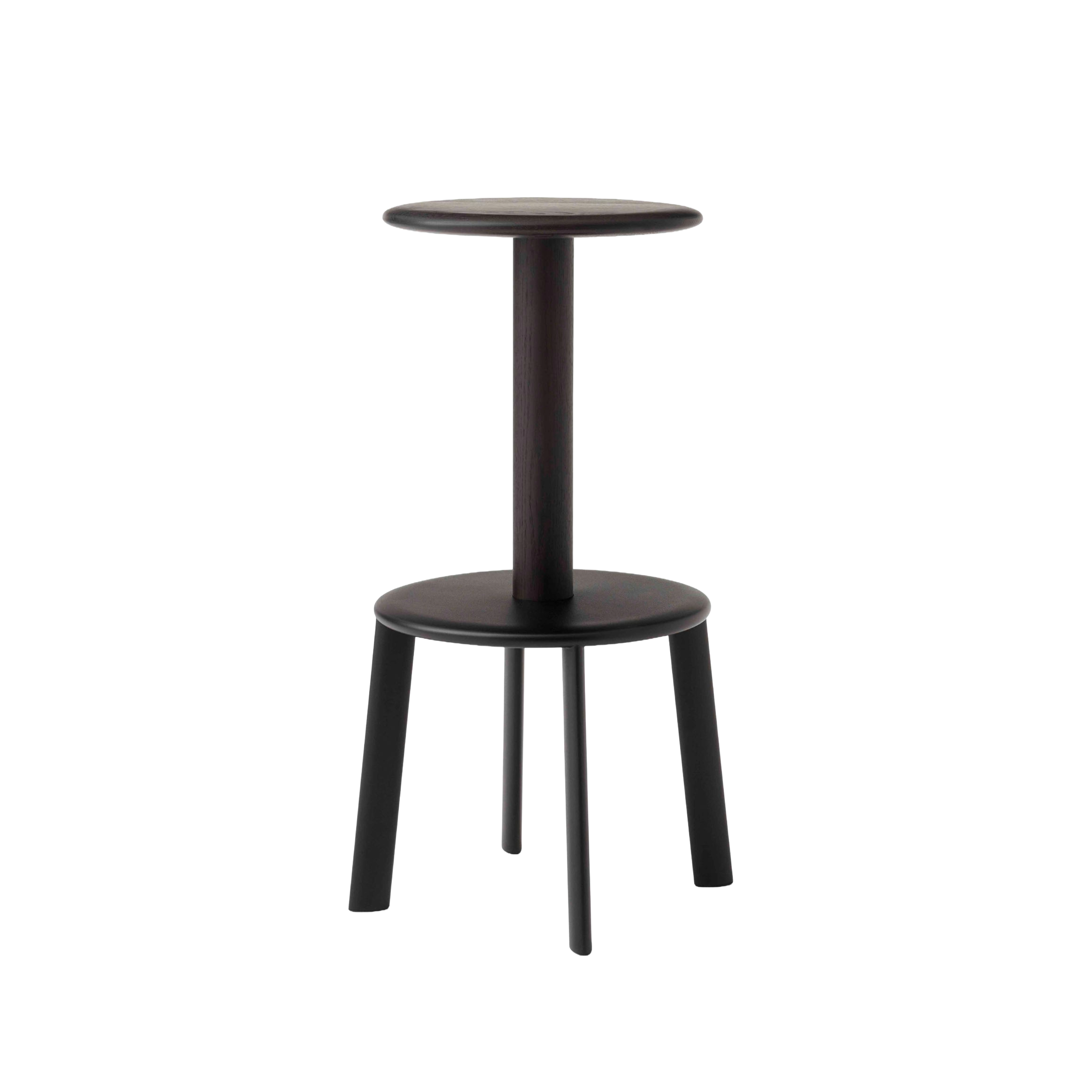 Hocker MASSIF schwarz lackierte Eiche mit Stahlbasis